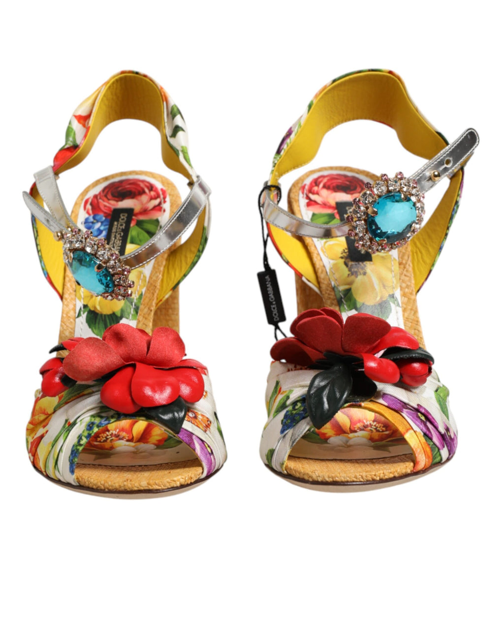 Dolce & Gabbana Multikleur Bloemen Kristalversierde Sandalen Schoenen
