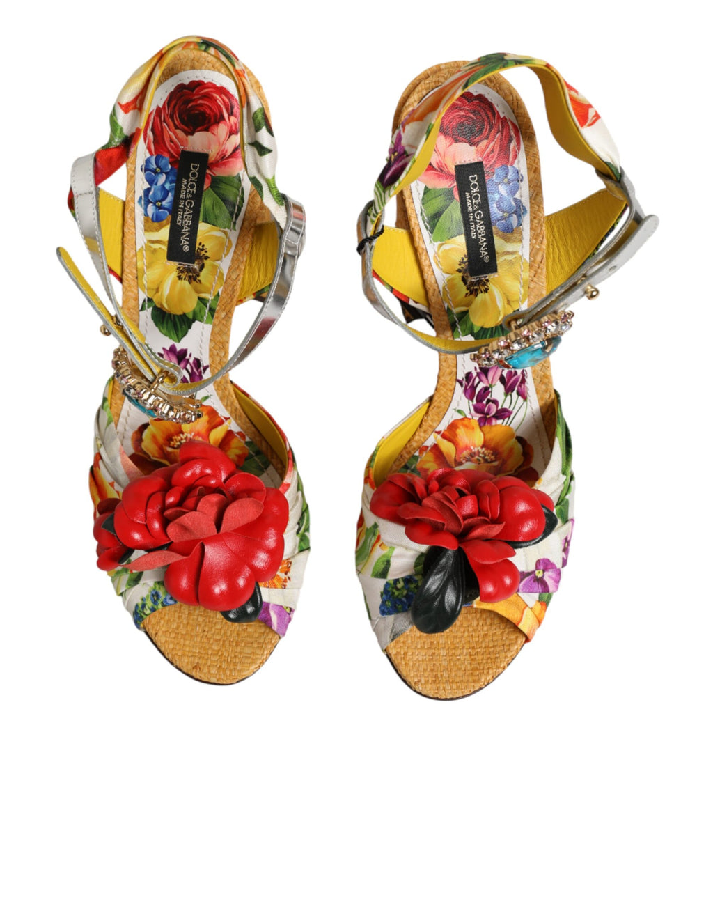 Dolce & Gabbana Multikleur Bloemen Kristalversierde Sandalen Schoenen
