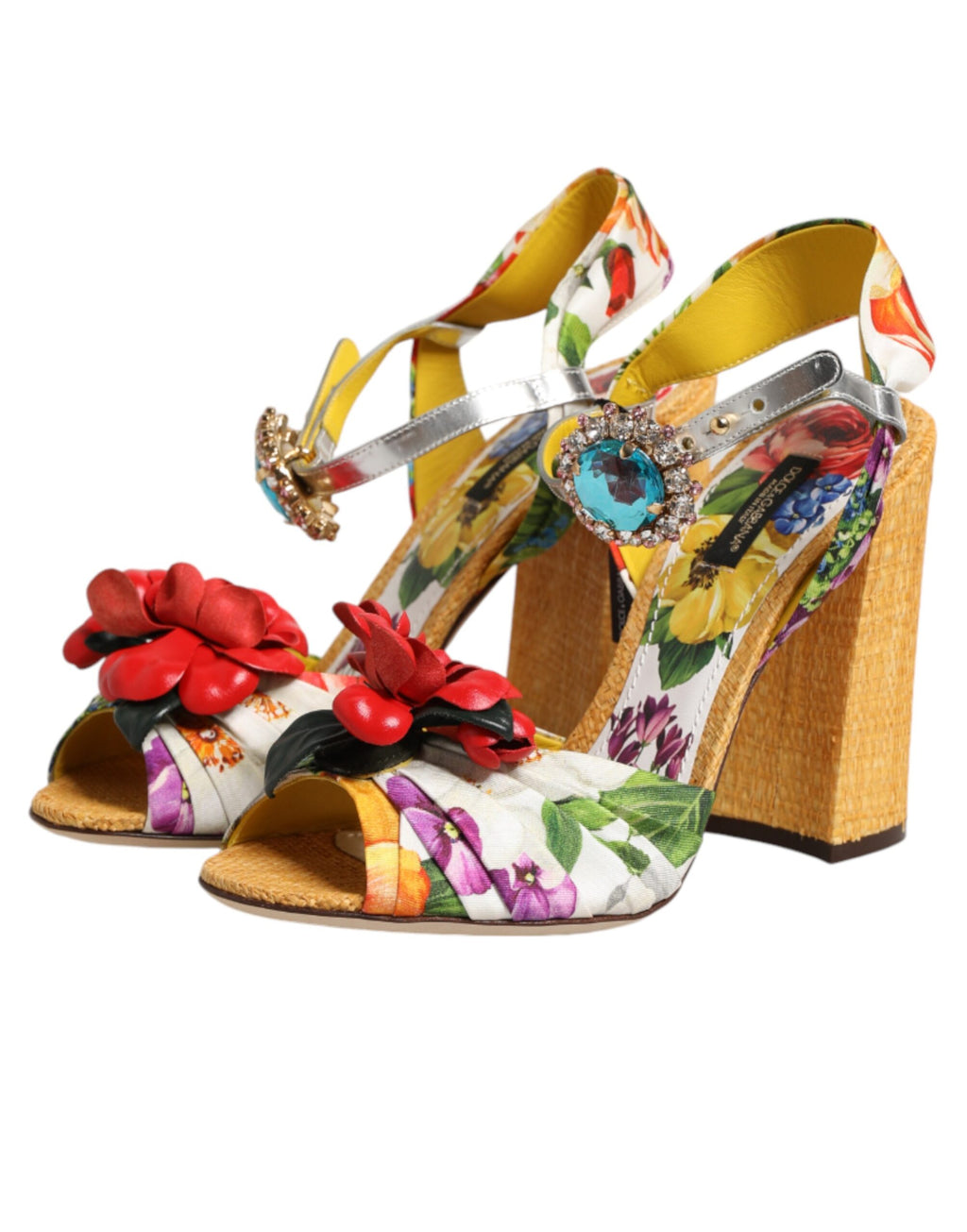 Dolce & Gabbana Multikleur Bloemen Kristalversierde Sandalen Schoenen