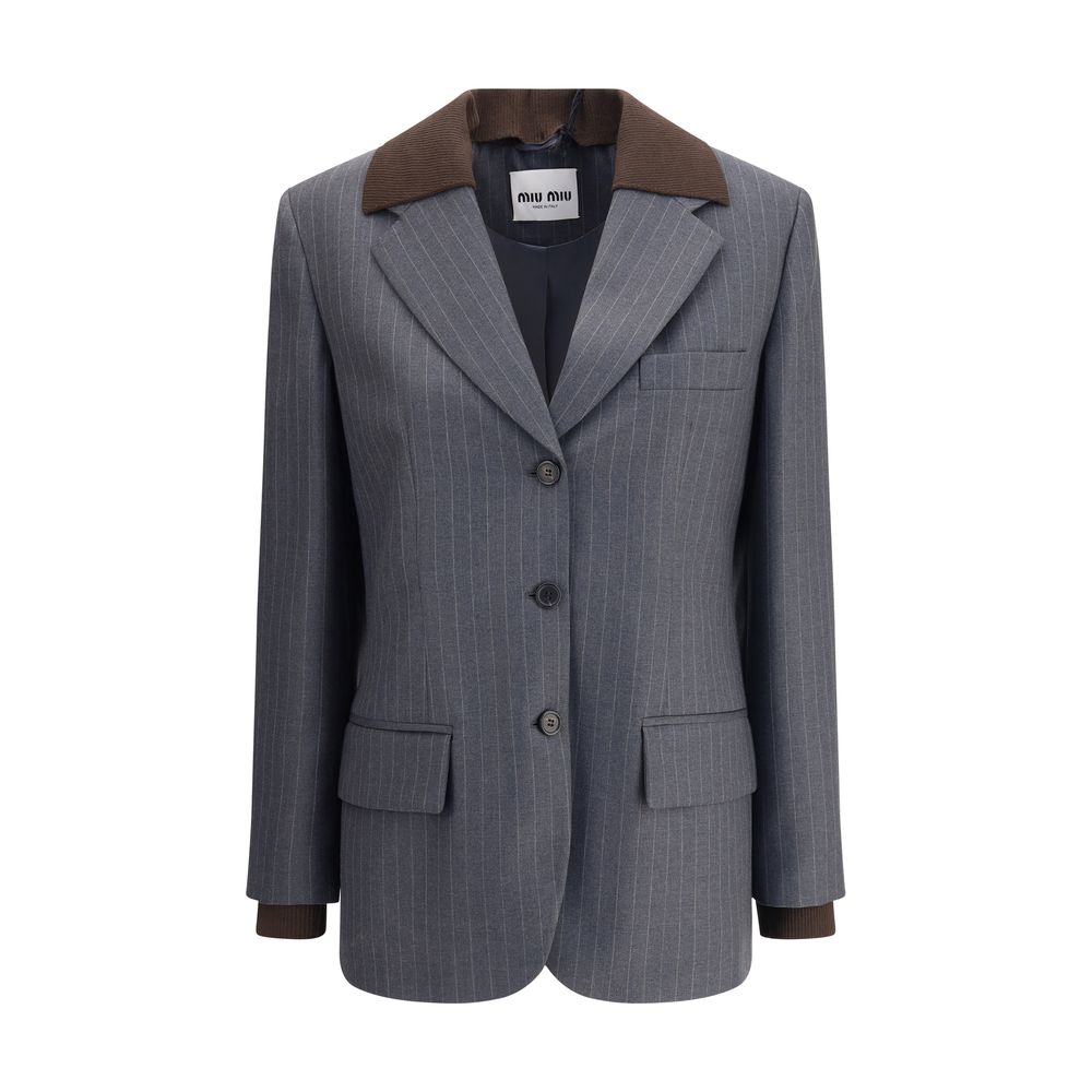 Miu Miu Grauer Wollblazer aus Fleece