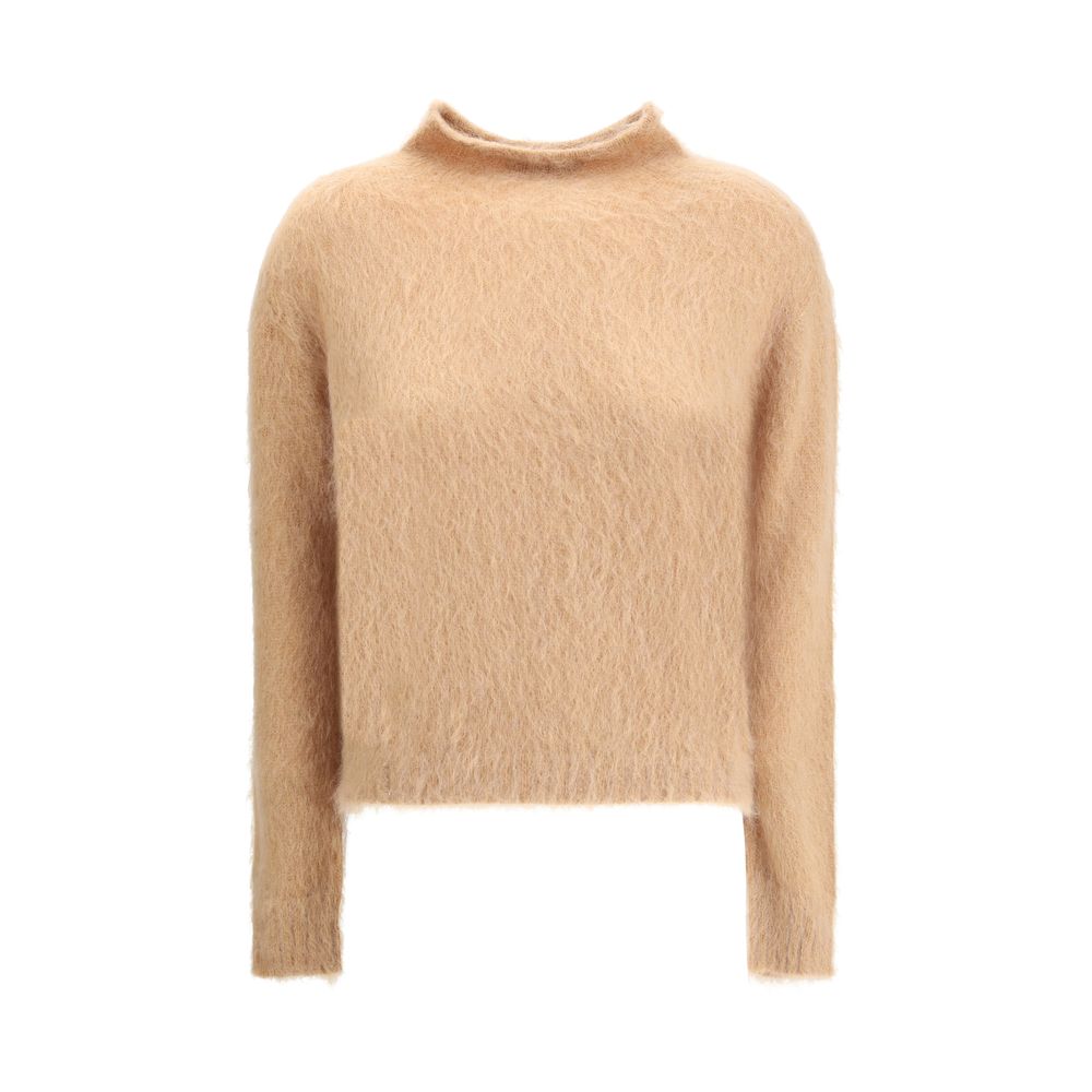 Max Mara Brauner Polyamid-Rollkragenpullover