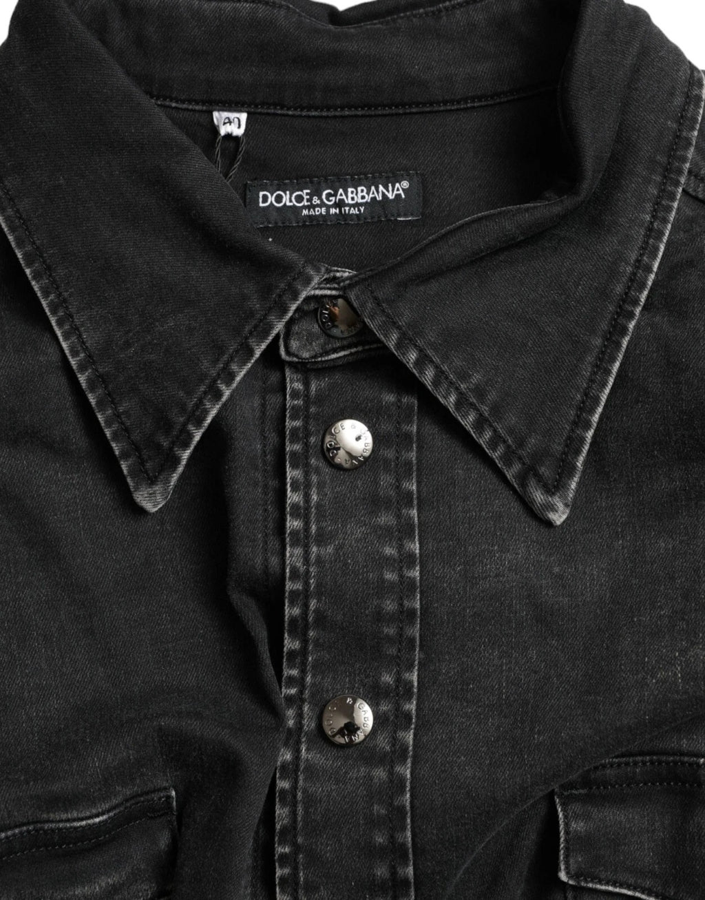 Dolce & Gabbana Schwarzes Langarm-Jeanshemd aus Baumwolle