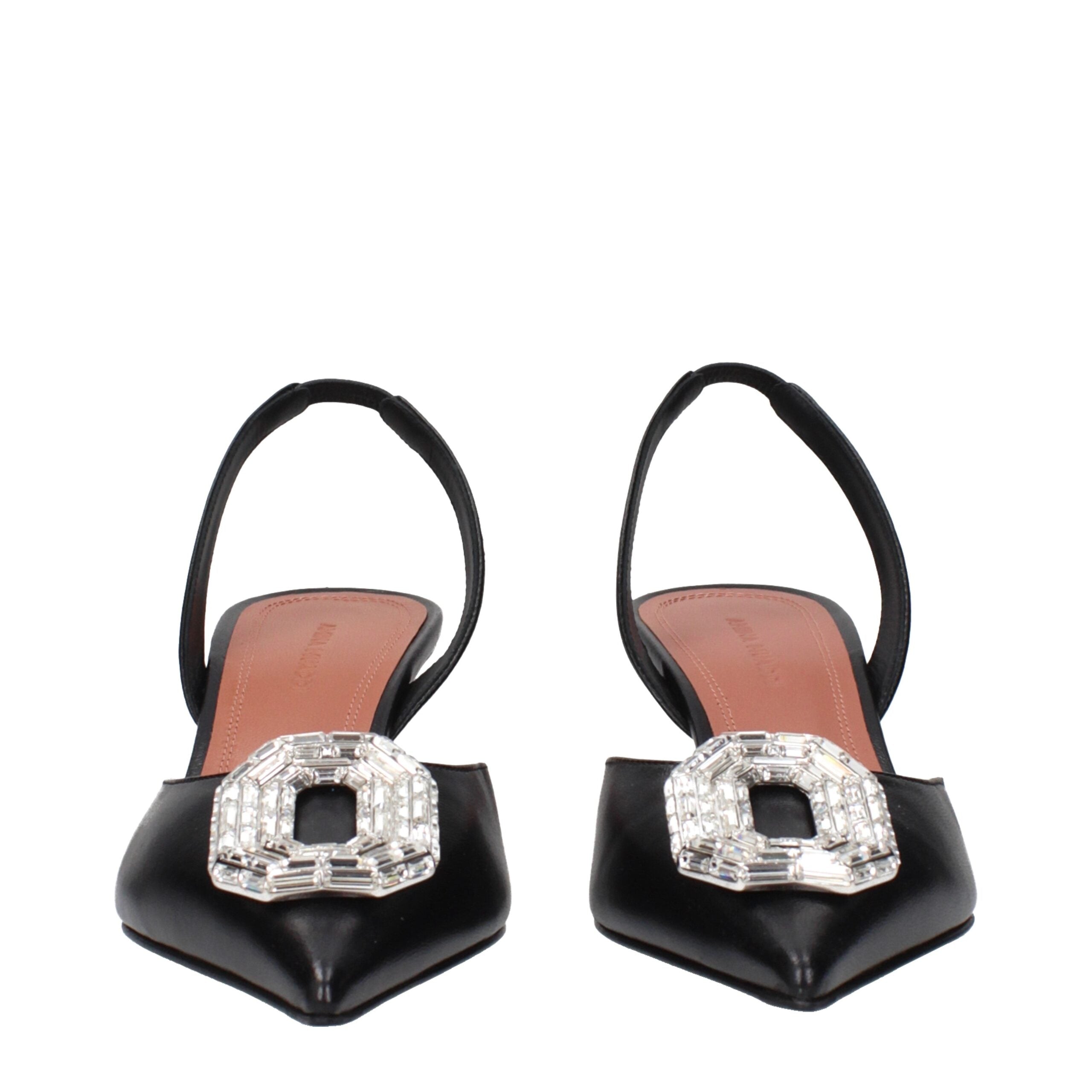 Amina Muaddi Schwarze Leder-Pumps mit hohem Absatz