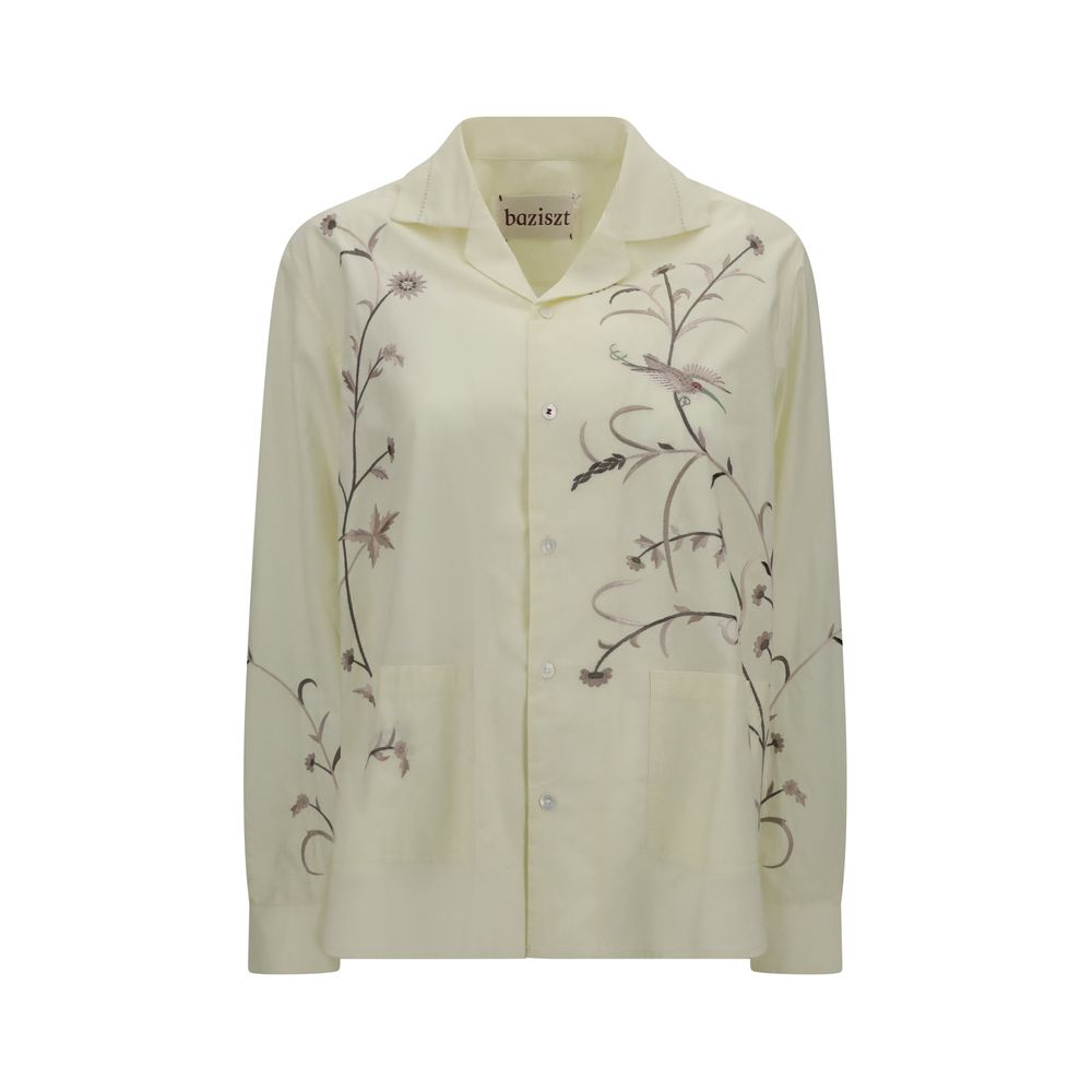 Baziszt Gelbes Baumwollhemd mit Muster