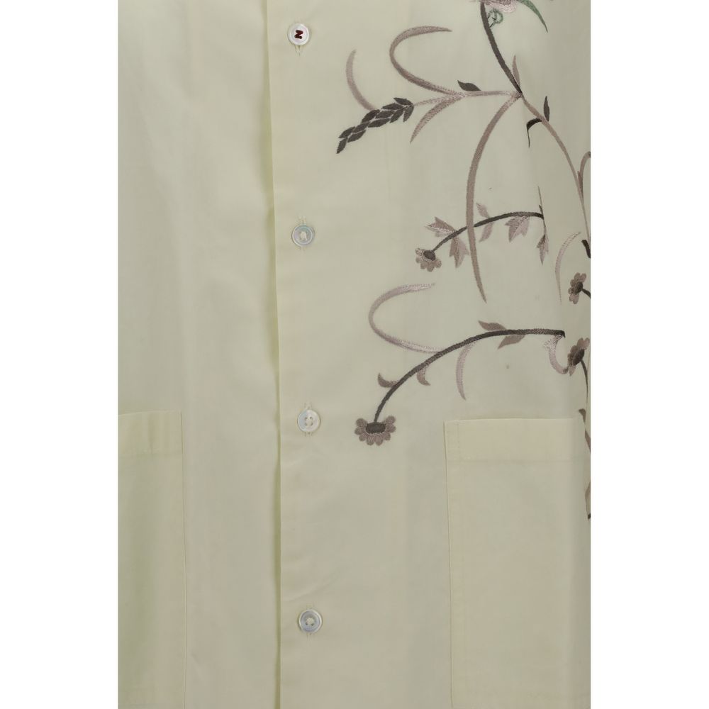 Baziszt Gelbes Baumwollhemd mit Muster