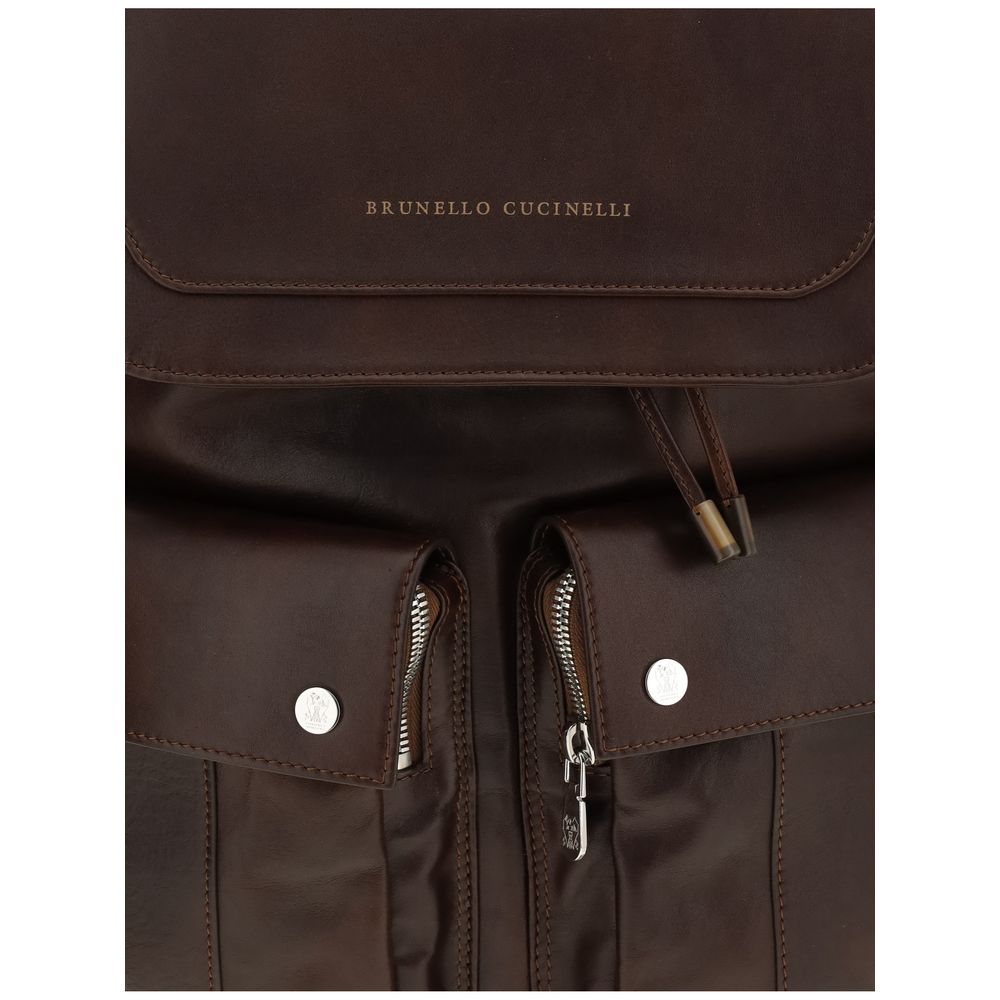 Brunello Cucinelli Rucksack aus braunem Kalbsleder Bos Taurus
