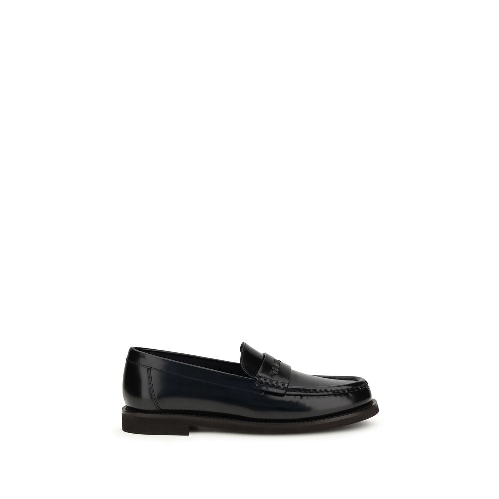 Brunello Cucinelli Schwarze Leder-Slipper