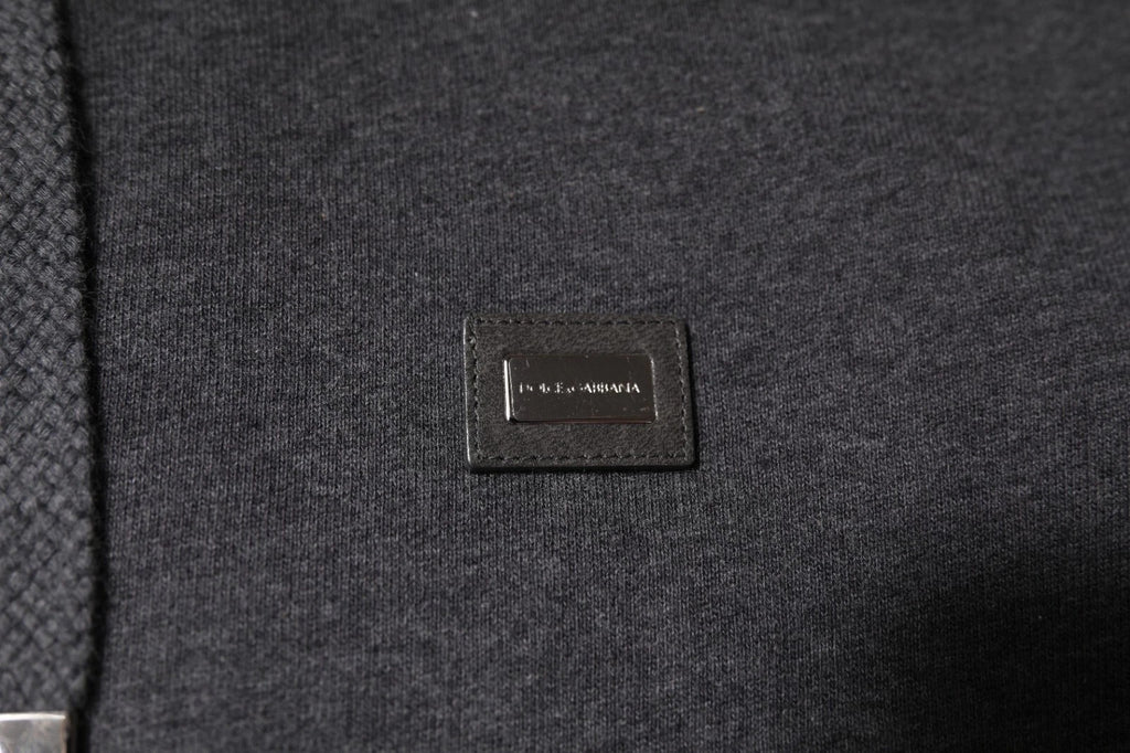 Dolce & Gabbana Grauer Logo-Kapuzenpullover mit durchgehendem Reißverschluss
