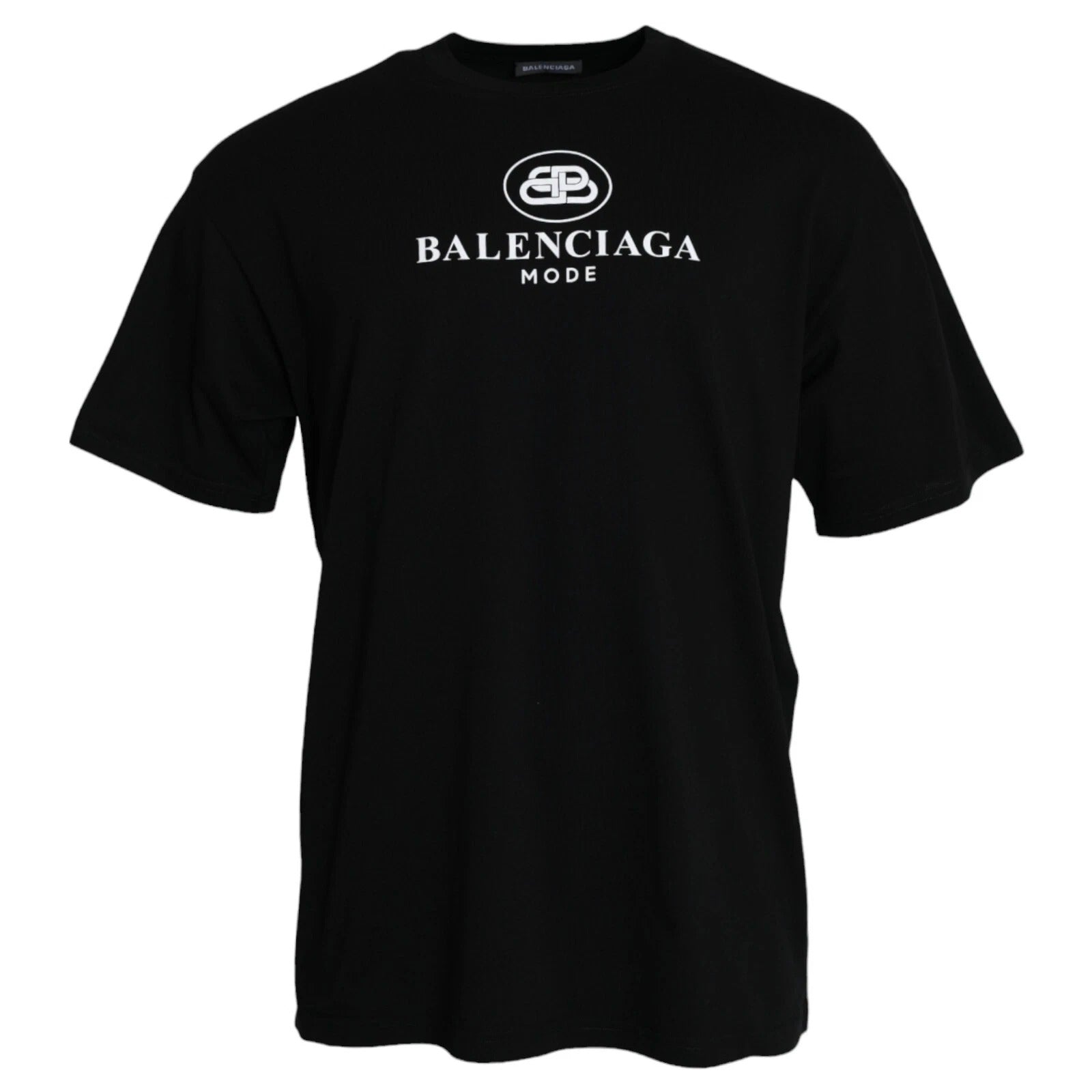 Balenciaga Schwarzes Baumwoll-T-Shirt mit Rundhalsausschnitt und Logo-Print