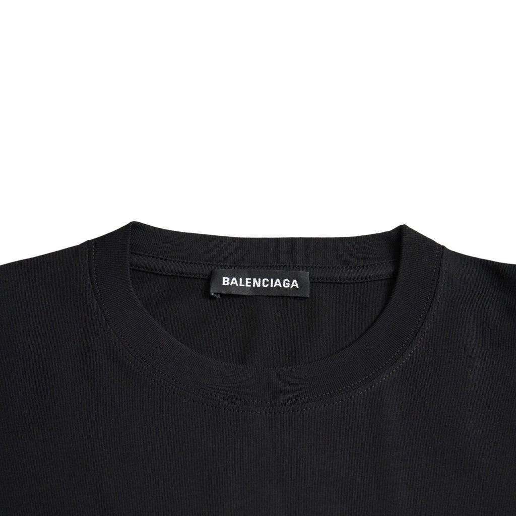 Balenciaga Schwarzes Baumwoll-T-Shirt mit Rundhalsausschnitt und Logo-Print