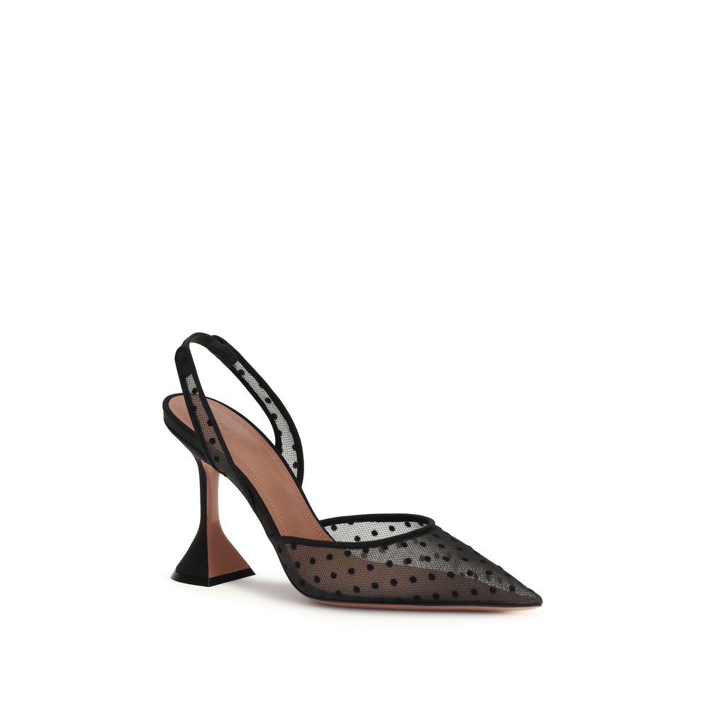 Amina Muaddi Schwarze Plateau-Pumps aus Polyester