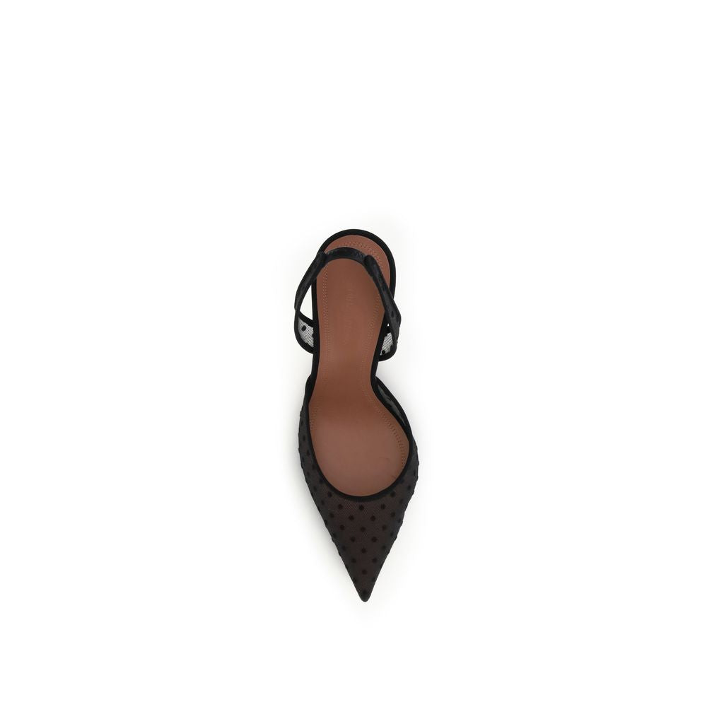 Amina Muaddi Schwarze Plateau-Pumps aus Polyester