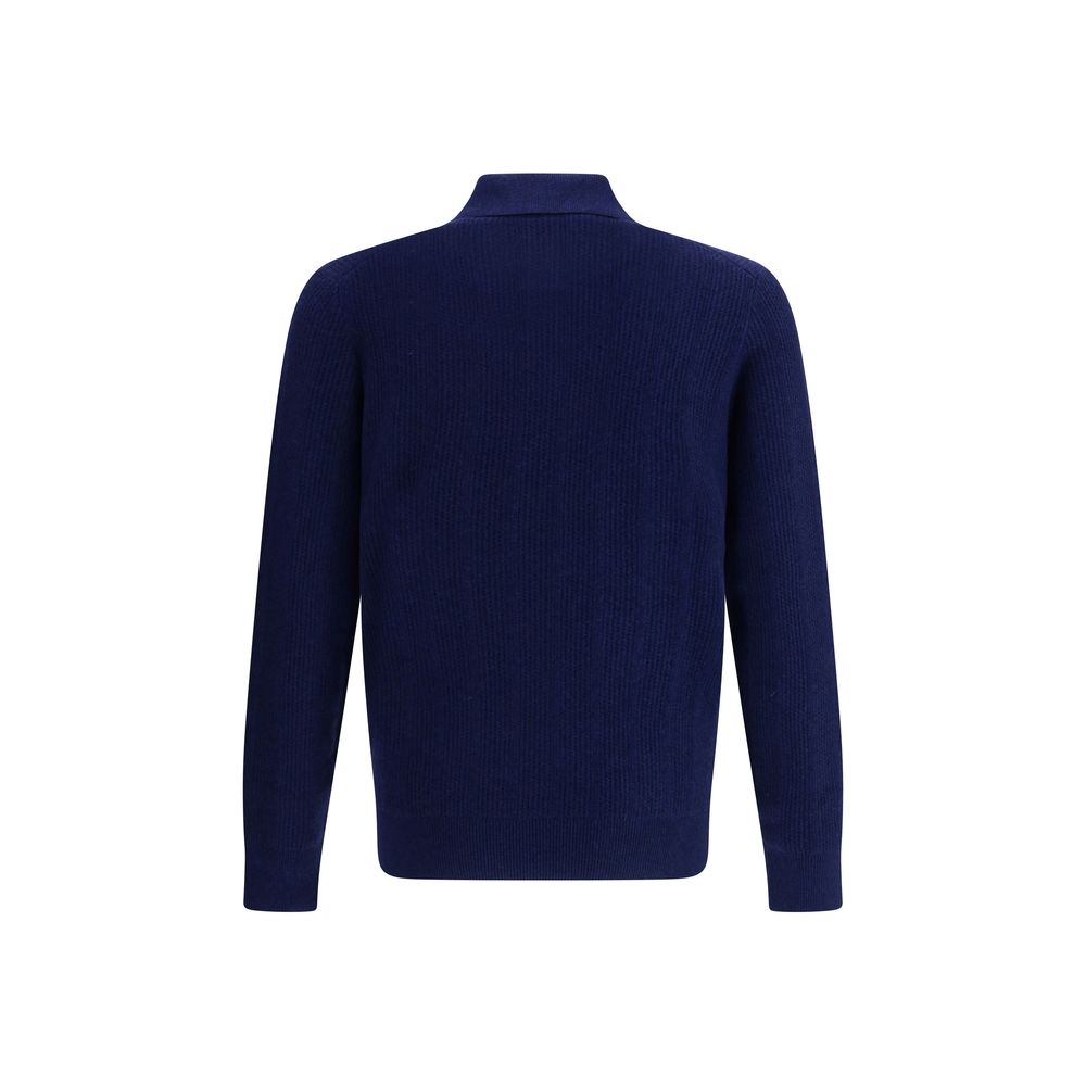 Brunello Cucinelli Blaues Kaschmir-Poloshirt