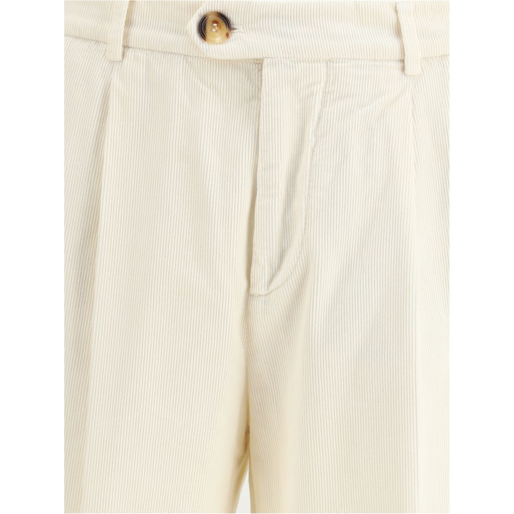 Brunello Cucinelli Beigefarbene Baumwoll-Cordhose