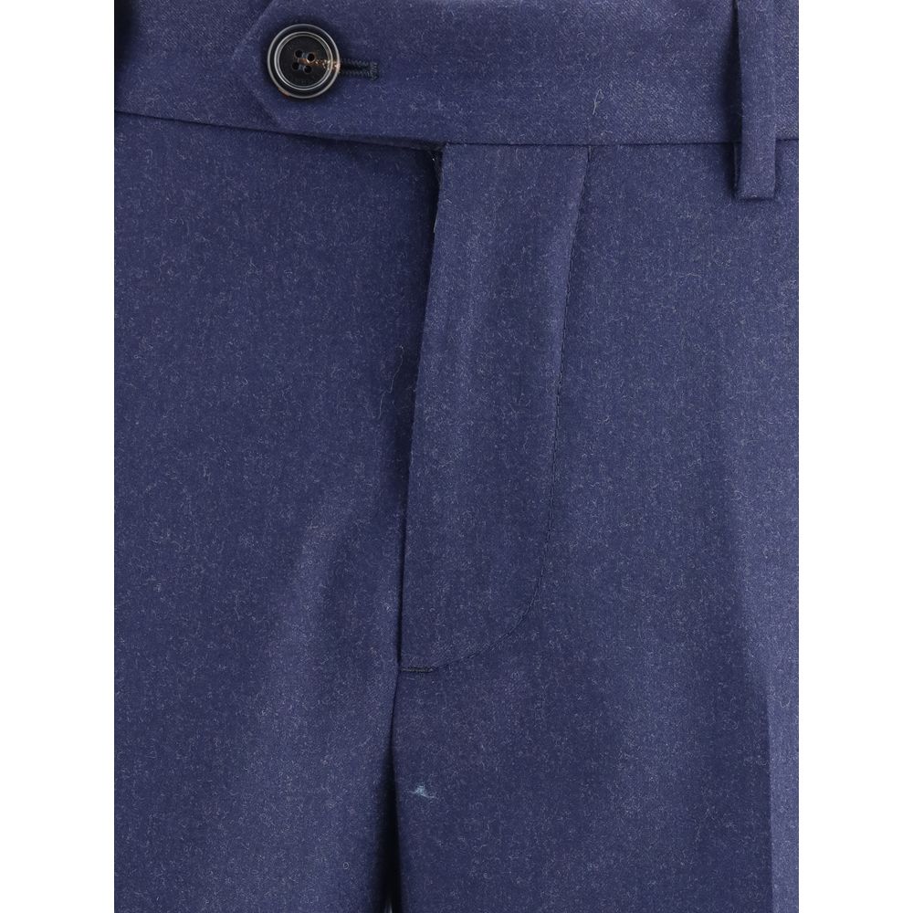 Brunello Cucinelli Blaue Fleece-Wollhose