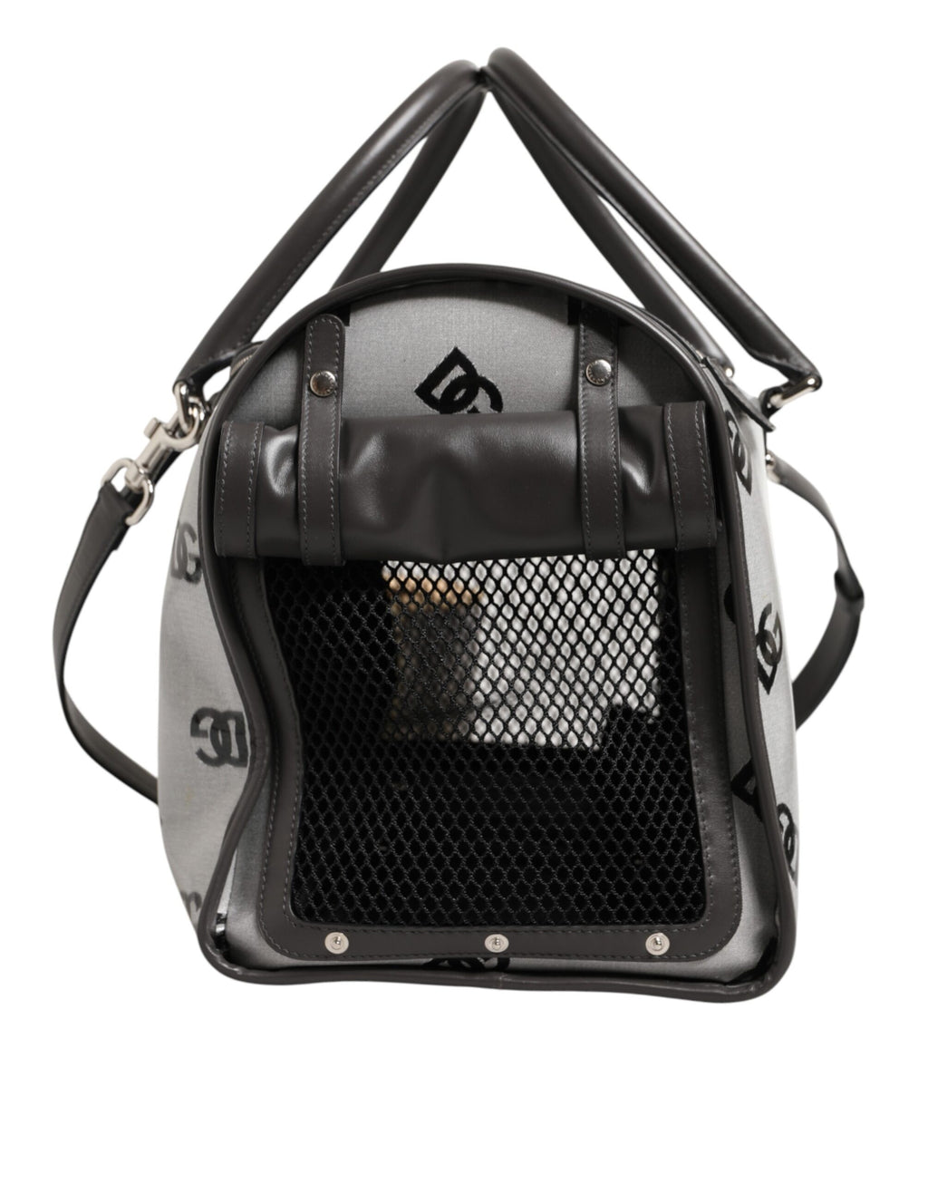 Dolce & Gabbana Weißer DG-Logo-Haustier-Transporter mit Logo-Plakette und Obergriff