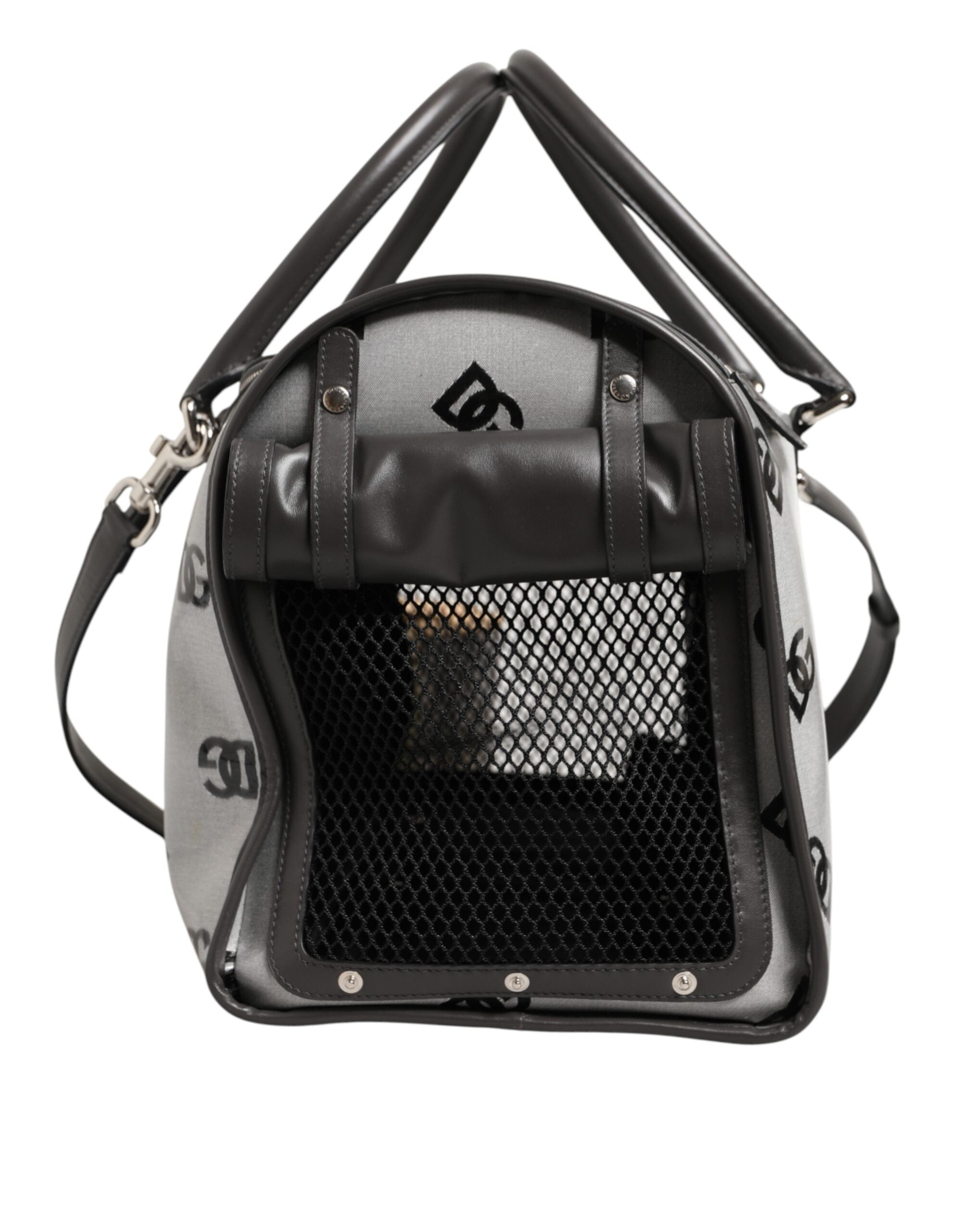 Dolce & Gabbana Weißer DG-Logo-Haustier-Transporter mit Logo-Plakette und Obergriff