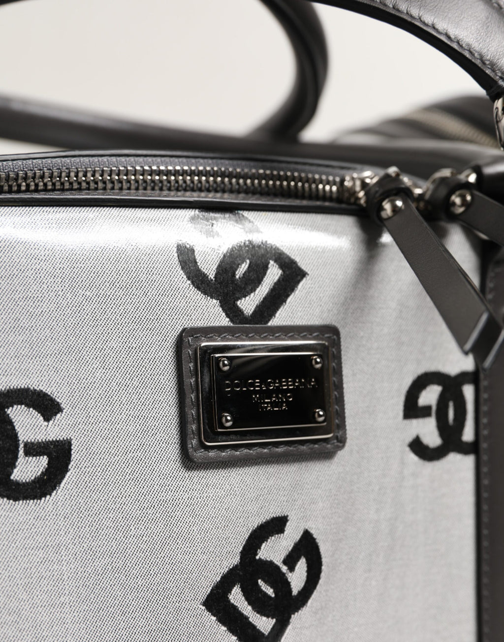 Dolce & Gabbana Weißer DG-Logo-Haustier-Transporter mit Logo-Plakette und Obergriff