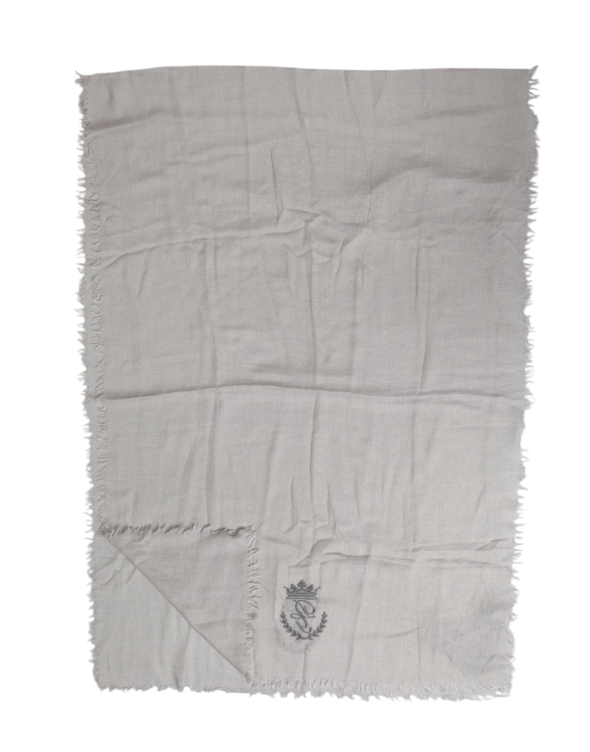 Dolce & Gabbana Grauer Kaschmir-Strickschal mit Fransen 67cm x 200cm