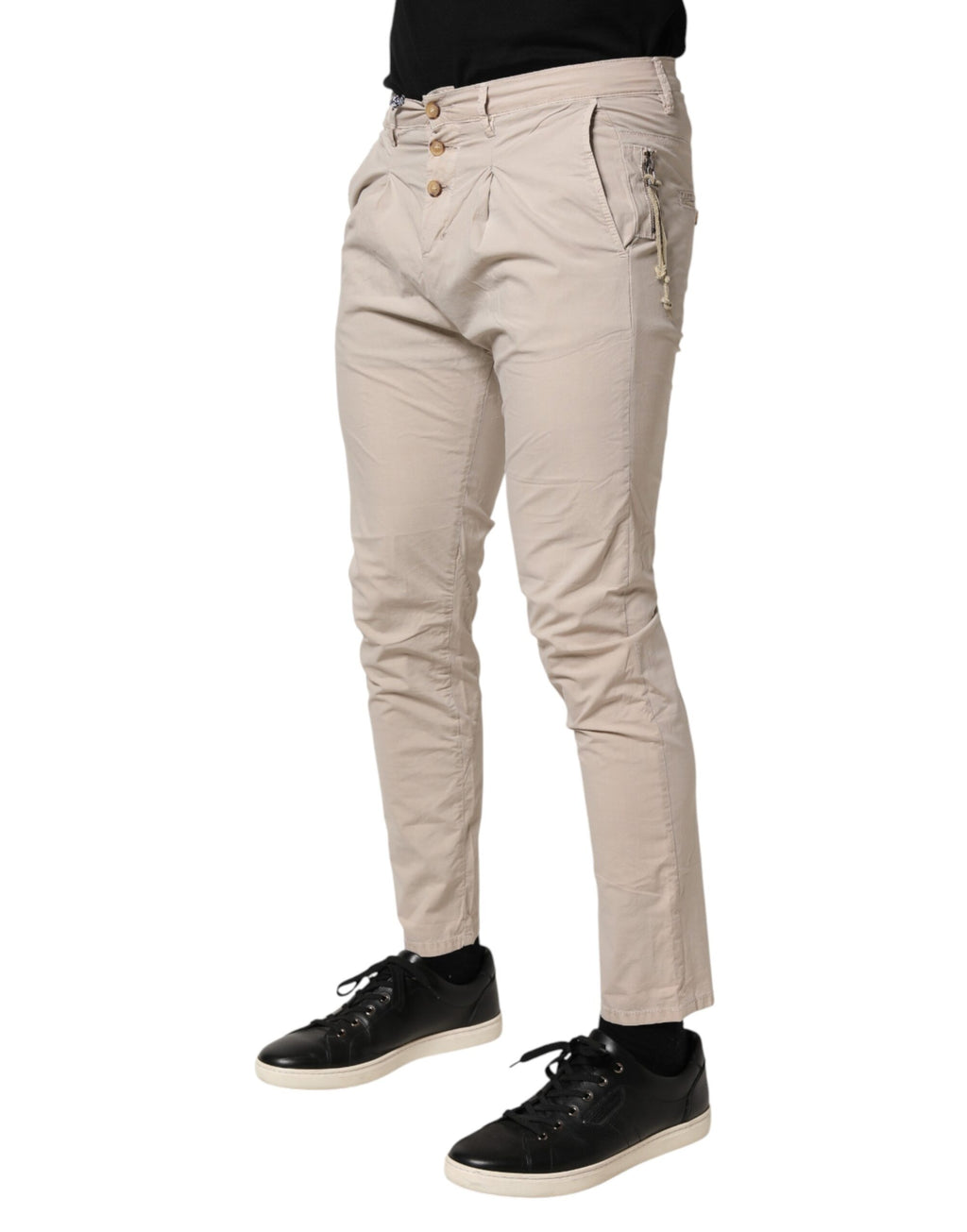 Daniele Alessandrini Beigefarbene Baumwoll-Stretch-Slim-Fit-Jeans