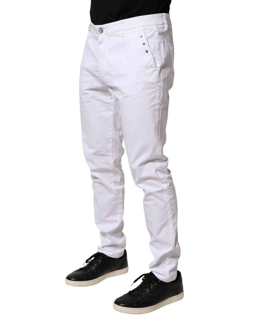 AGLINI Weiße Skinny Fit Chino-Hose für Herren mit mittlerer Bundhöhe