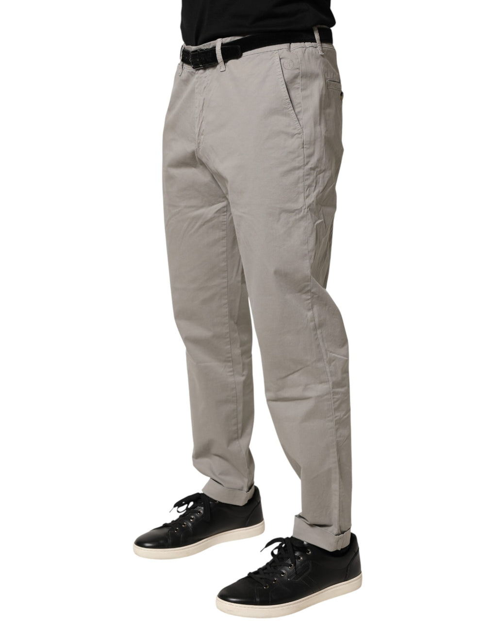 Jeckerson Graue Baumwoll-Stretch-Chino-Hose mit schmaler Passform für Herren
