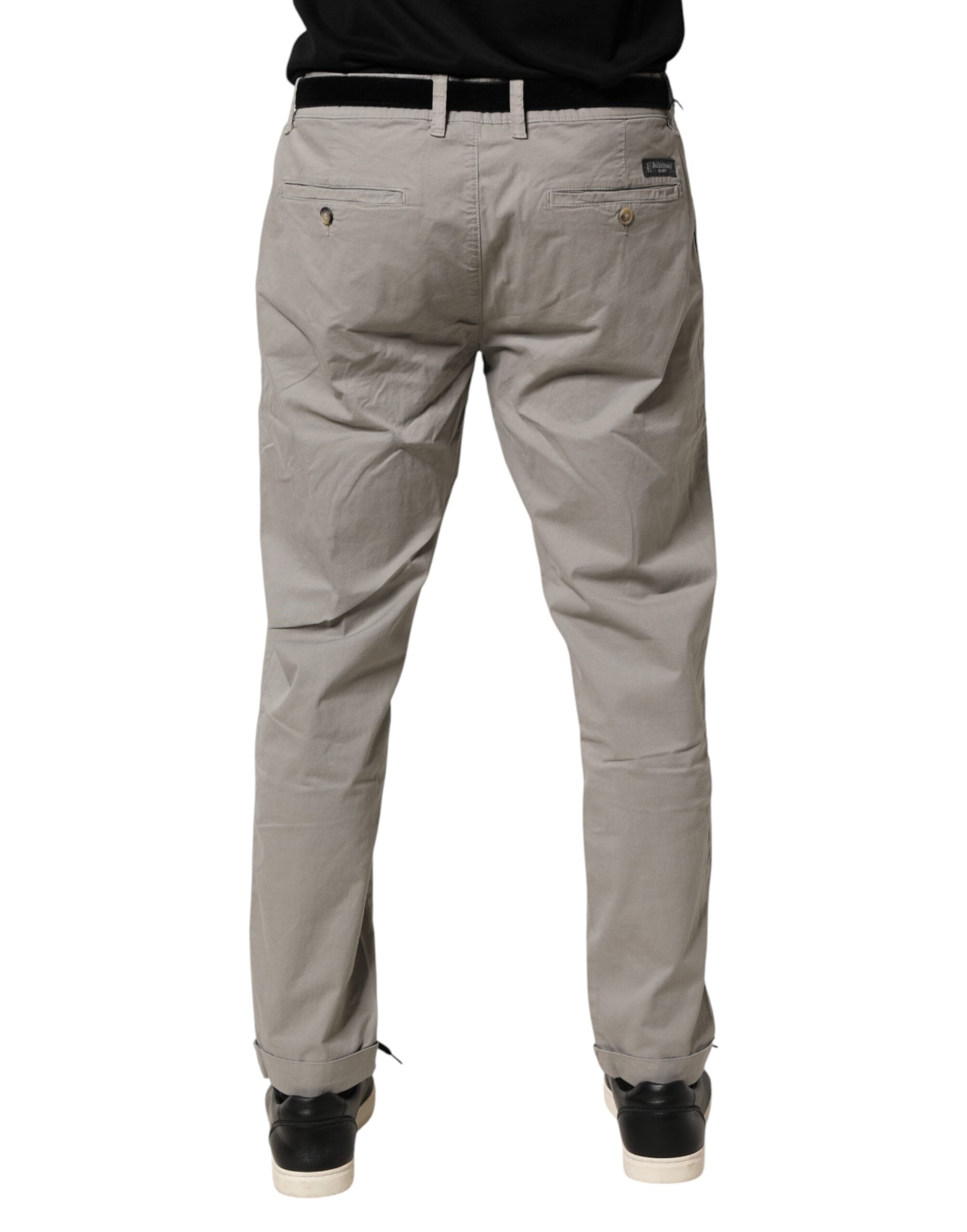 Jeckerson Graue Baumwoll-Stretch-Chino-Hose mit schmaler Passform für Herren