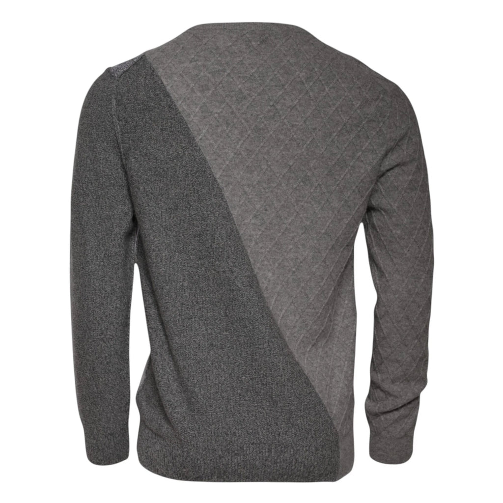 Ballantyne Grau melierter Herren-Pullover aus Kaschmir mit Argyle-Intarsienmuster