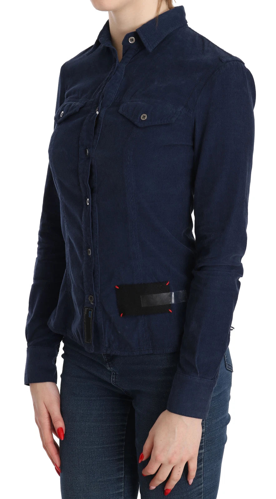 Acht Baumwoll-Cordhemd mit langen Ärmeln