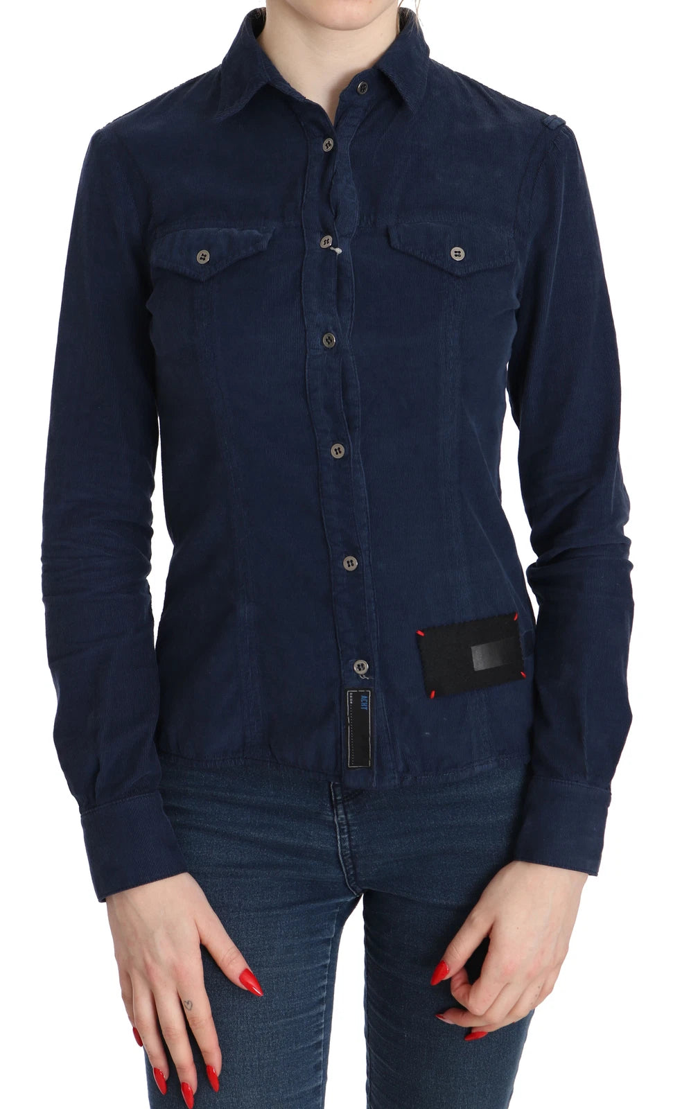 Acht Baumwoll-Cordhemd mit langen Ärmeln