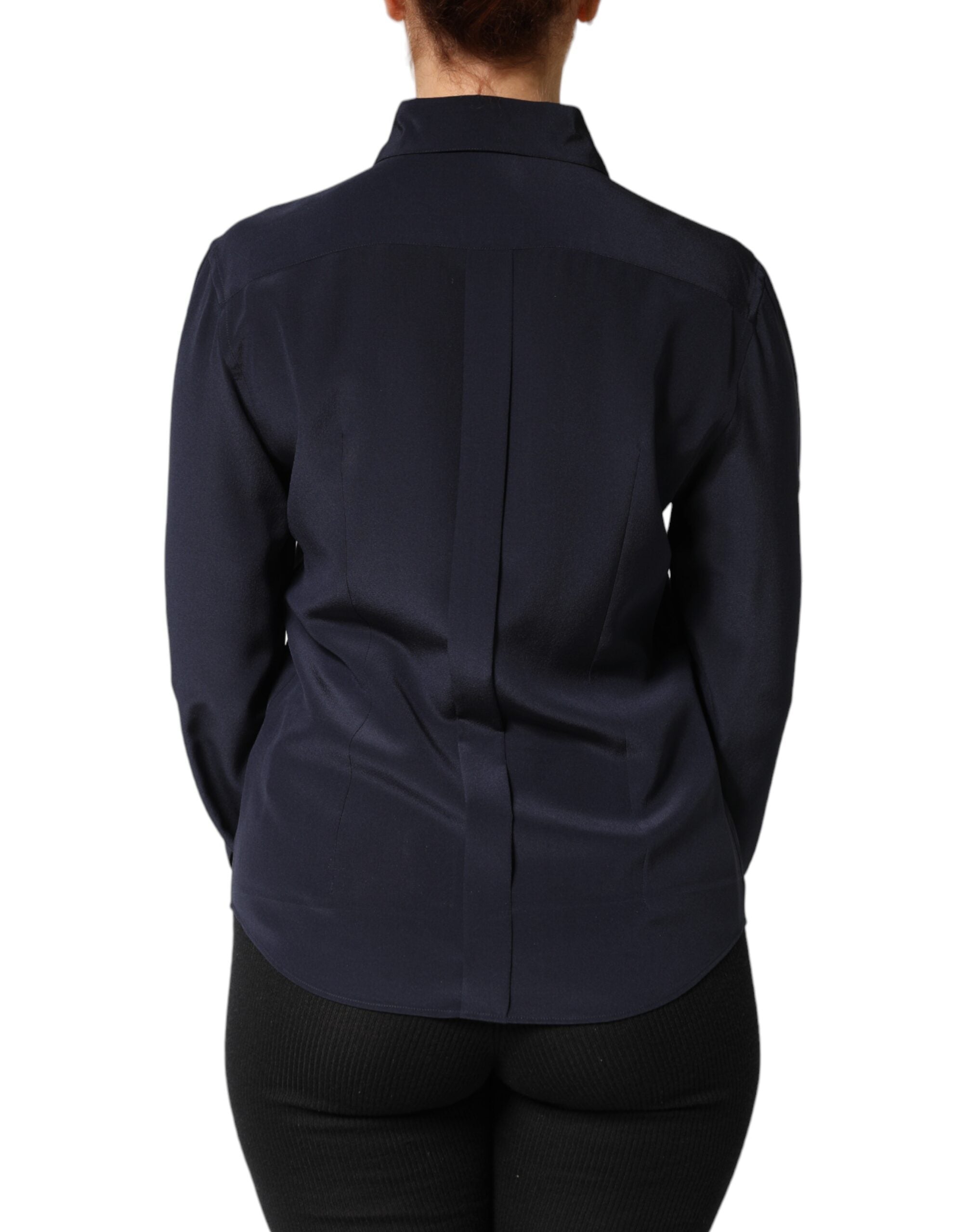 Dolce & Gabbana Blaues Hemd mit Kragen und langen Ärmeln