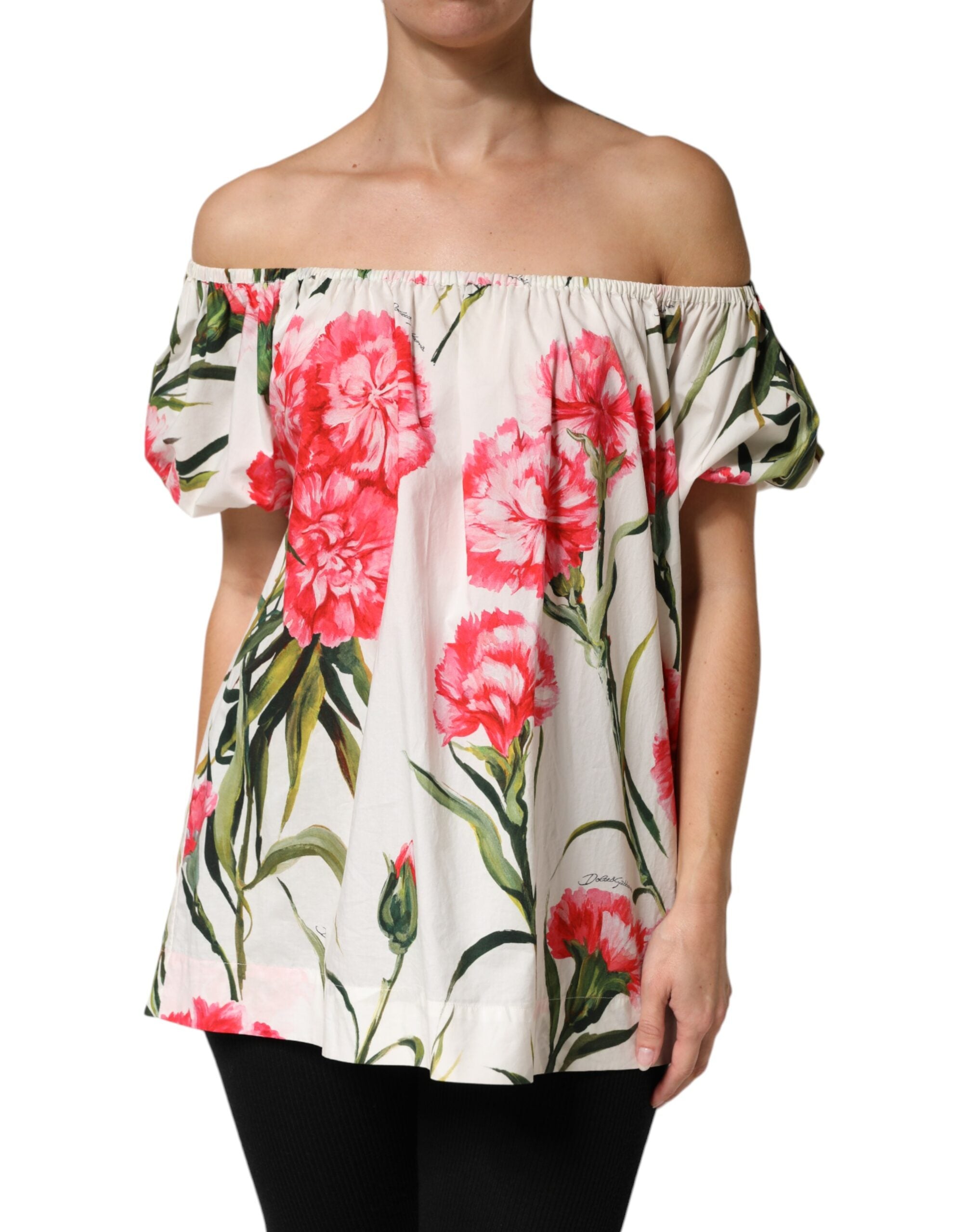 Dolce & Gabbana Bluse mit Blumenmuster und Off-Shoulder-Ausschnitt