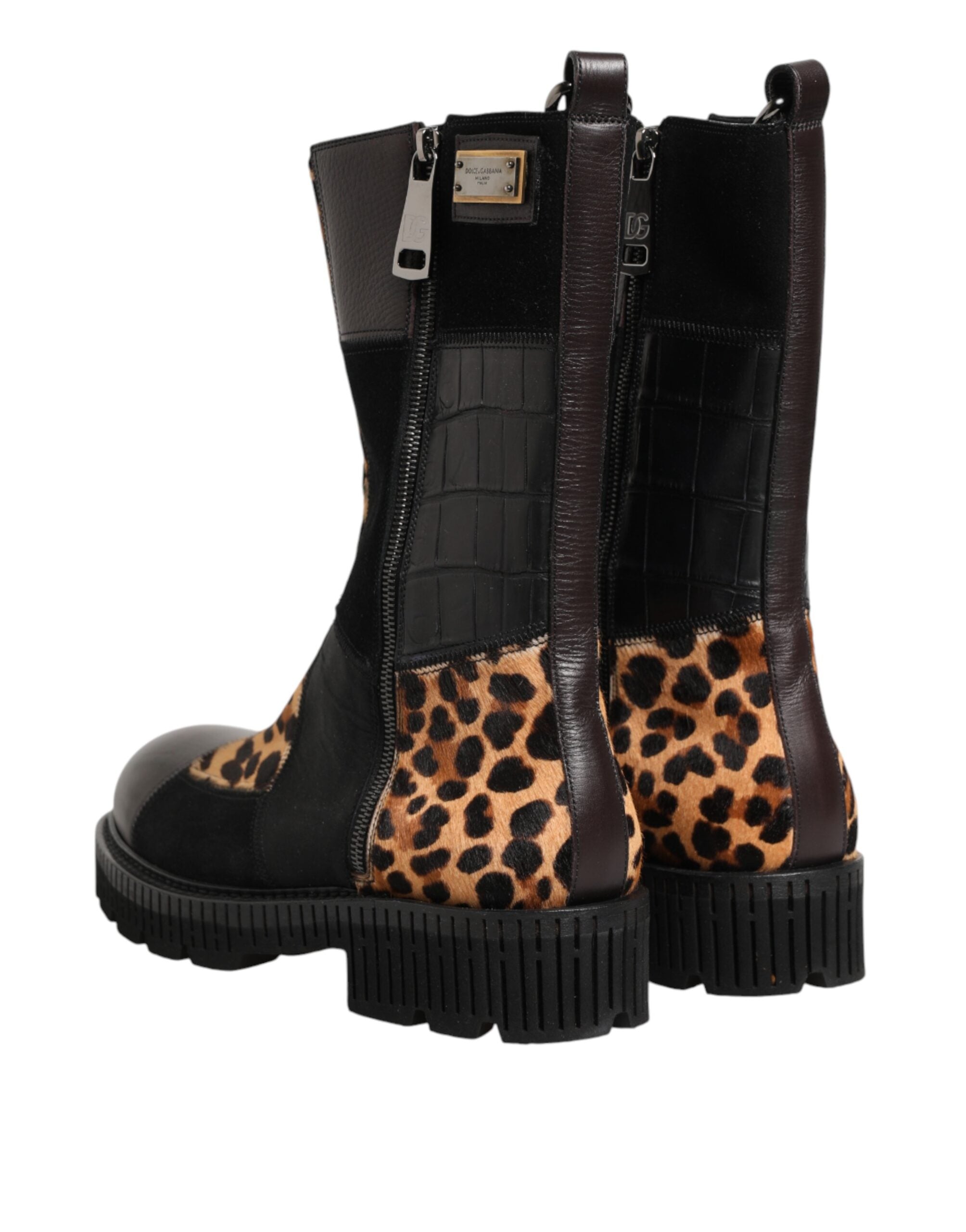 Dolce & Gabbana Mittelhohe Stiefel mit Leopardenmuster