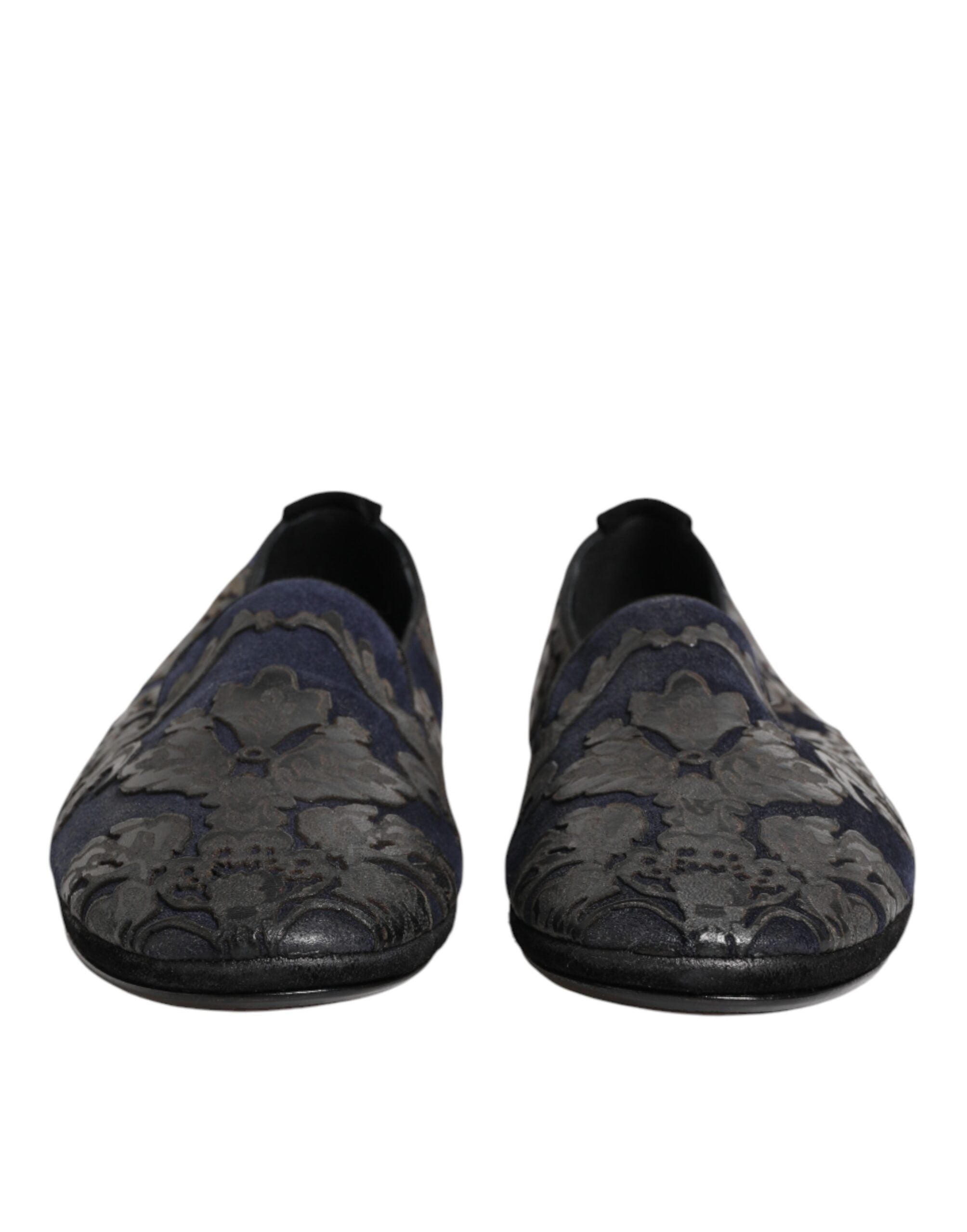 Dolce & Gabbana Schwarze Jacquard-Leder-Slipper