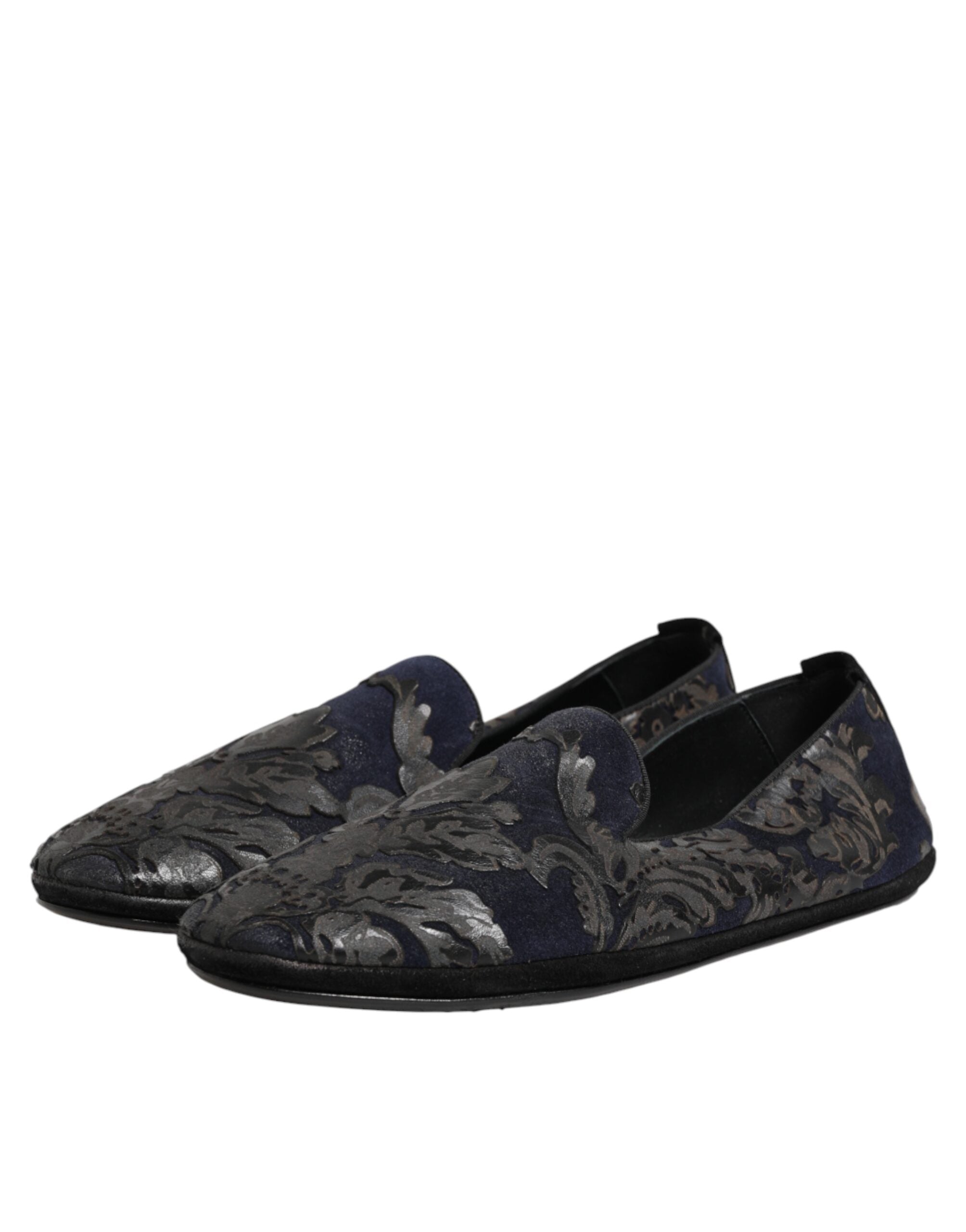 Dolce & Gabbana Schwarze Jacquard-Leder-Slipper