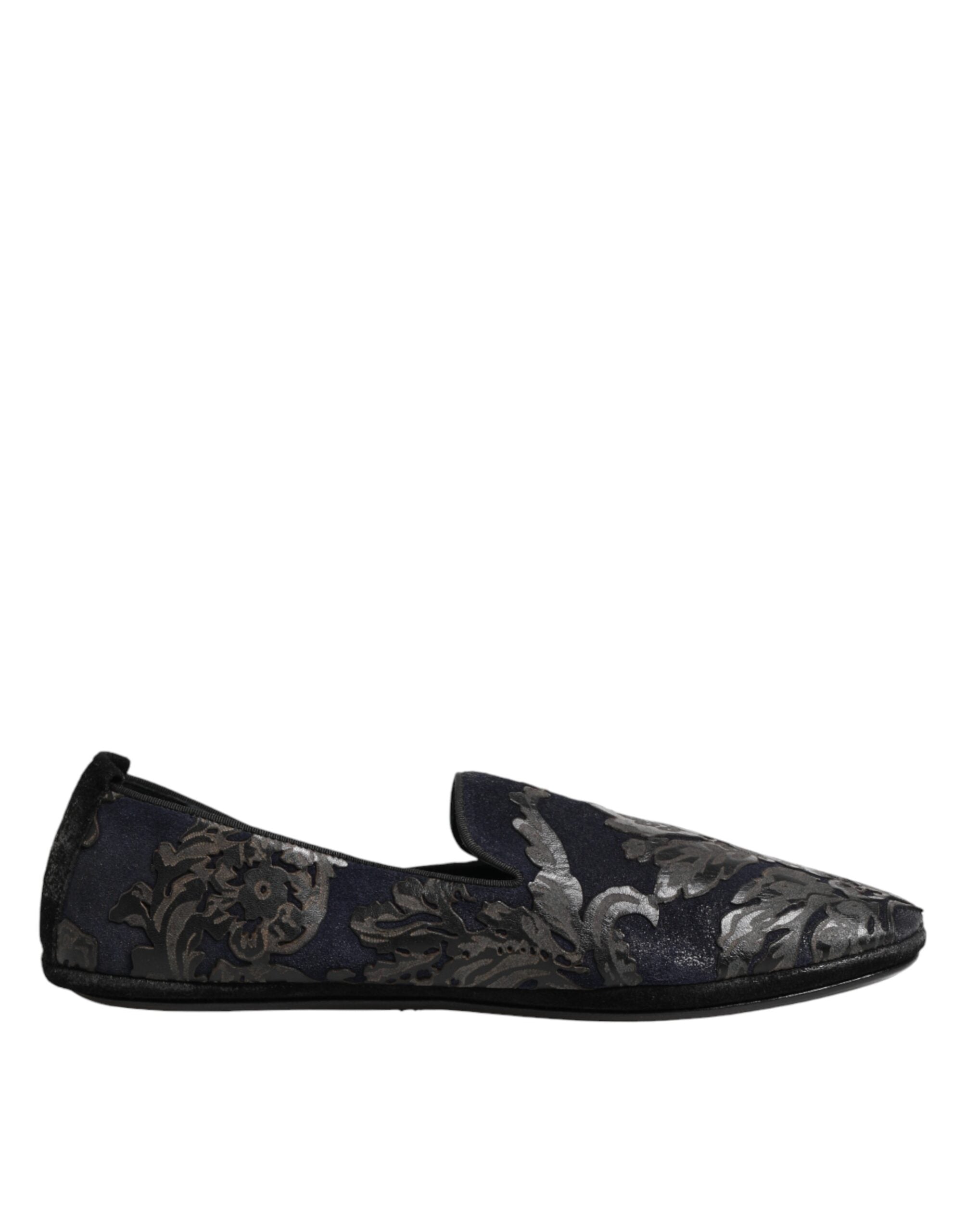 Dolce & Gabbana Schwarze Jacquard-Leder-Slipper