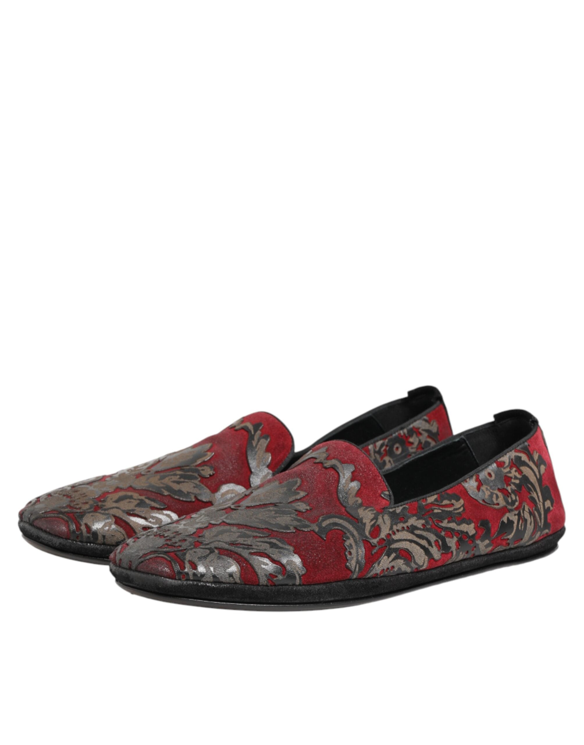 Dolce & Gabbana Bordeaux Jacquard Leder-Loafer zum Hineinschlüpfen