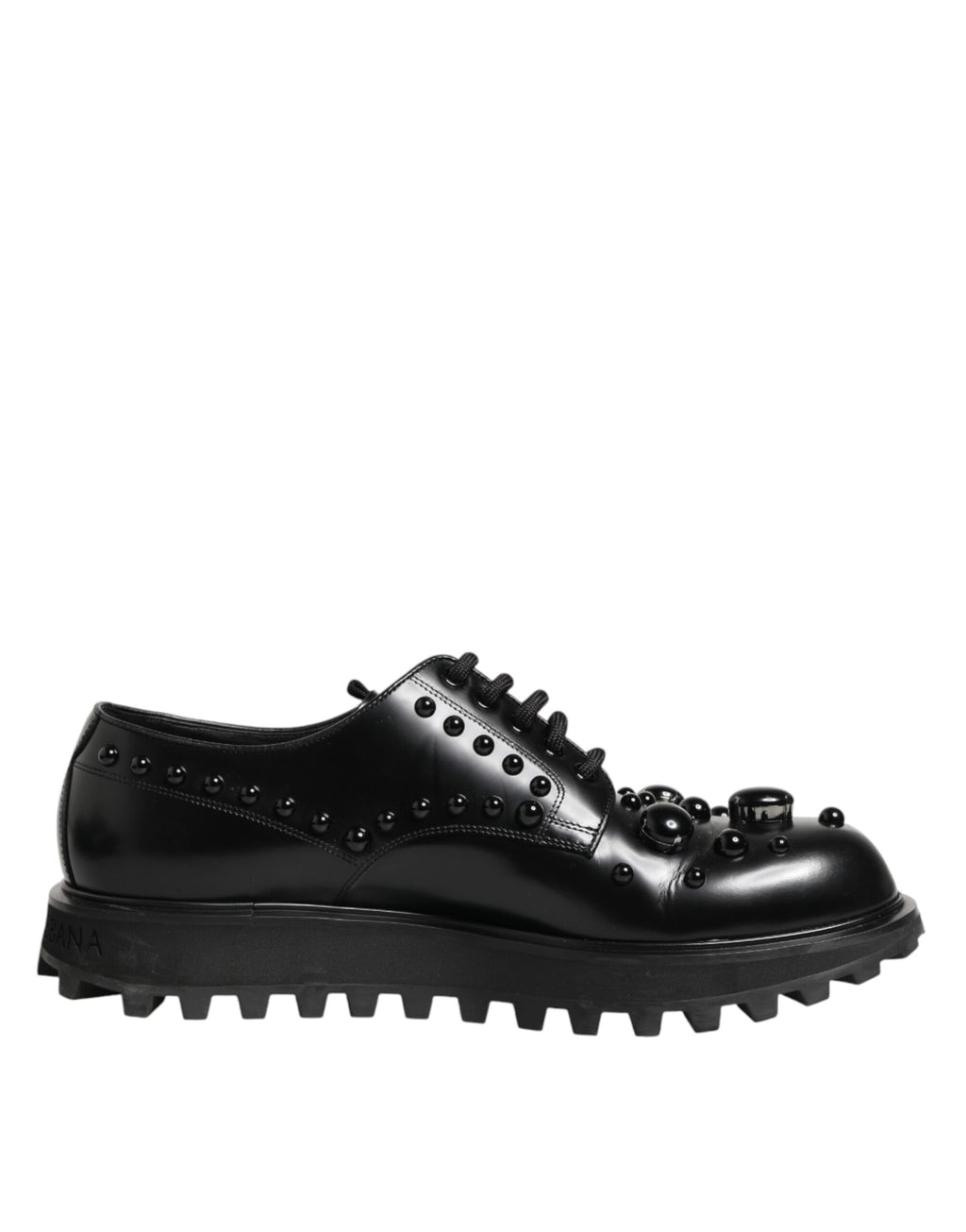 Dolce & Gabbana Schwarze, mit Nieten besetzte Lederschnürschuhe für Herren