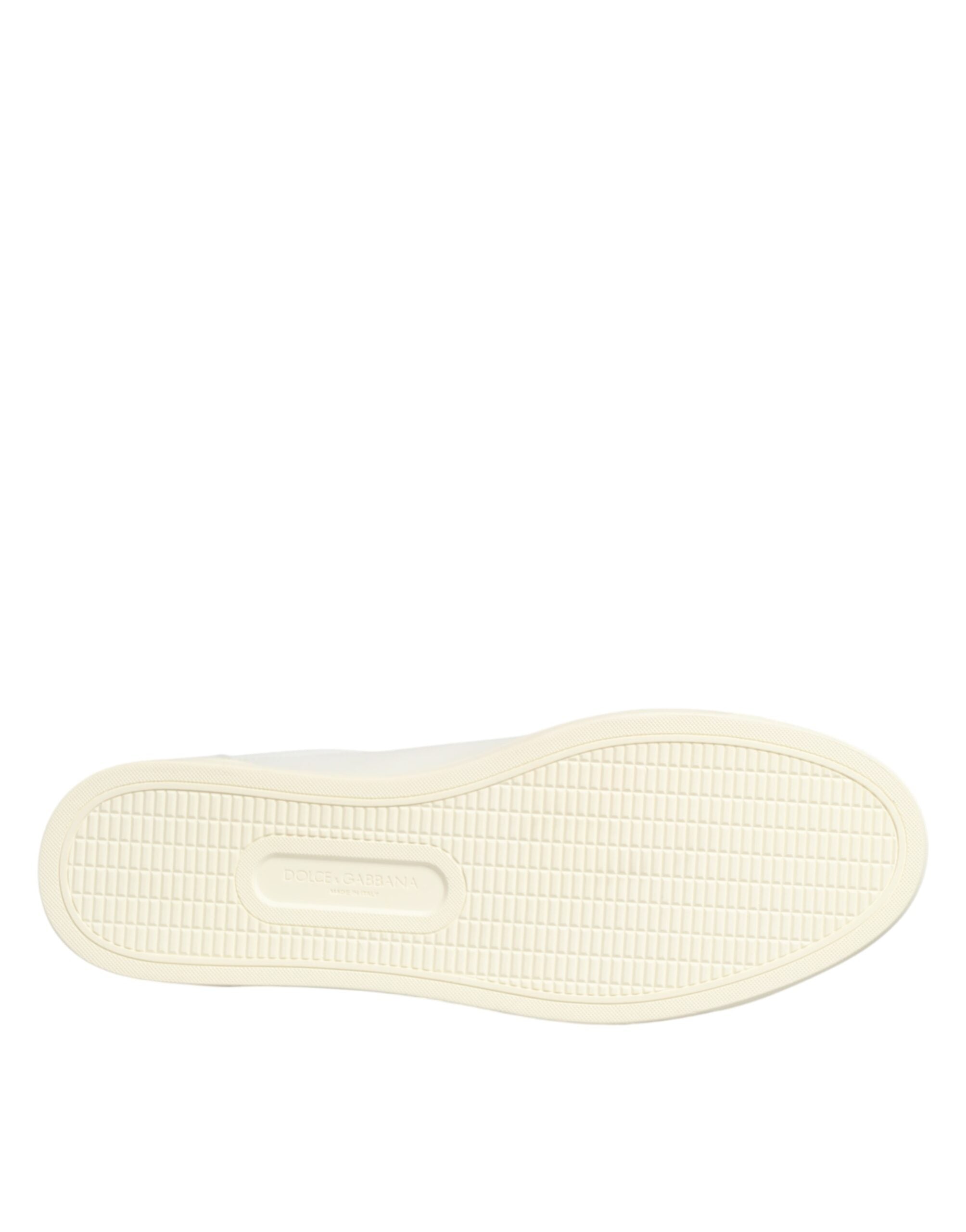 Dolce & Gabbana Weiße Sneakers aus Leder mit Herz-Applikation