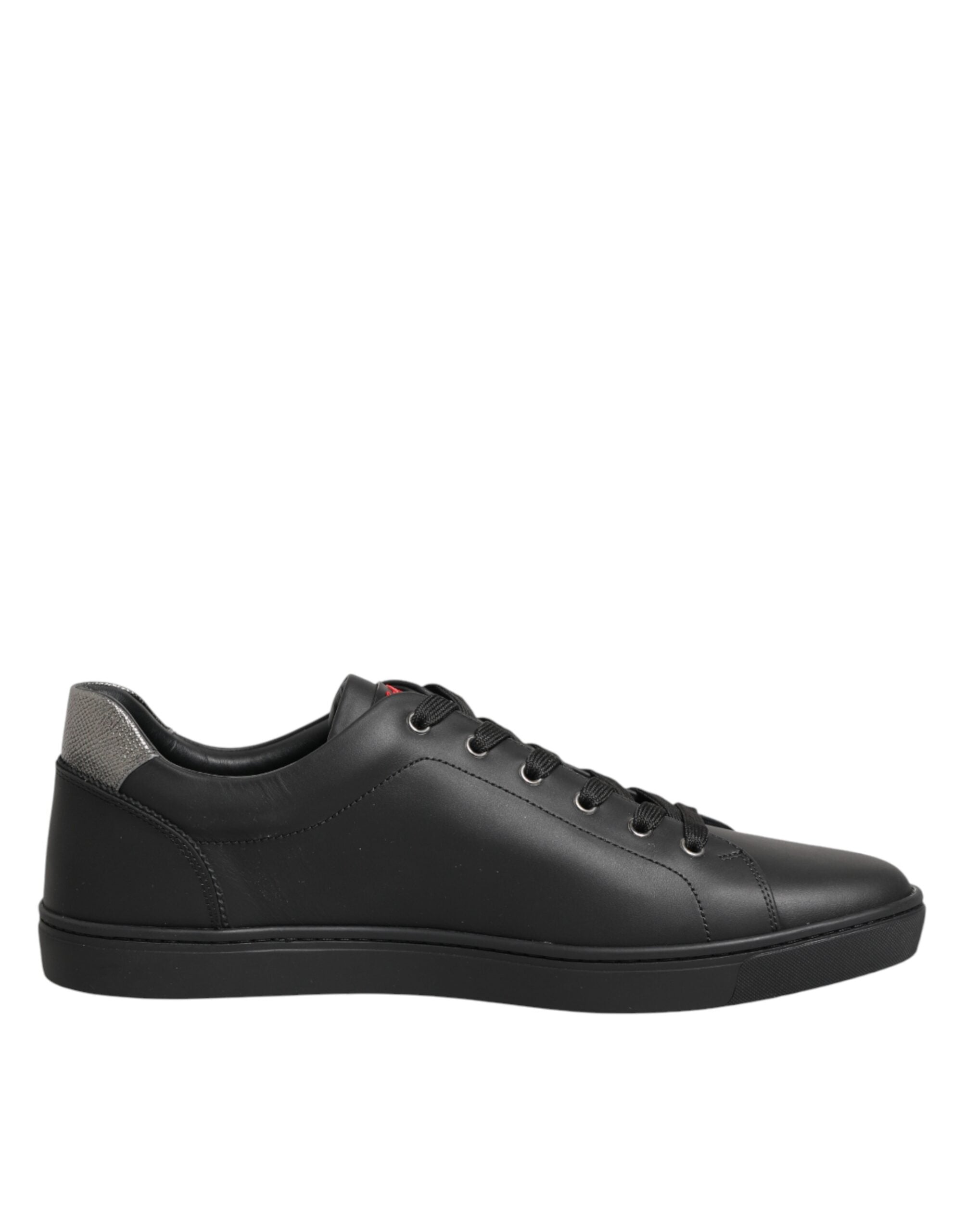 Dolce & Gabbana Schwarze Leder-Sneaker mit Herz-Verzierung