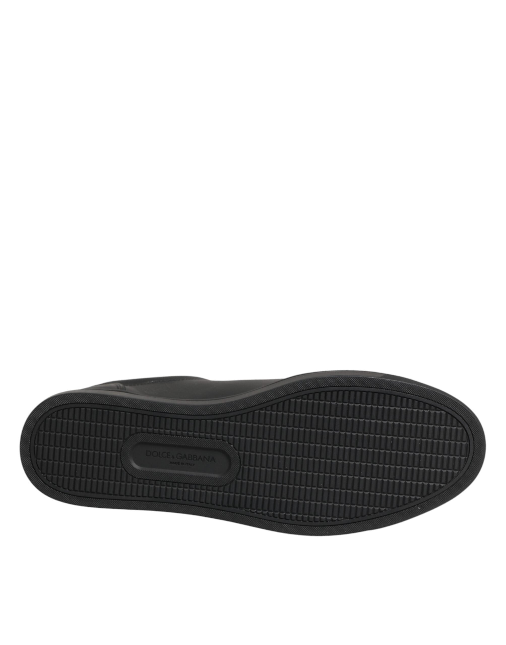 Dolce & Gabbana Schwarze Leder-Sneaker mit Herz-Verzierung