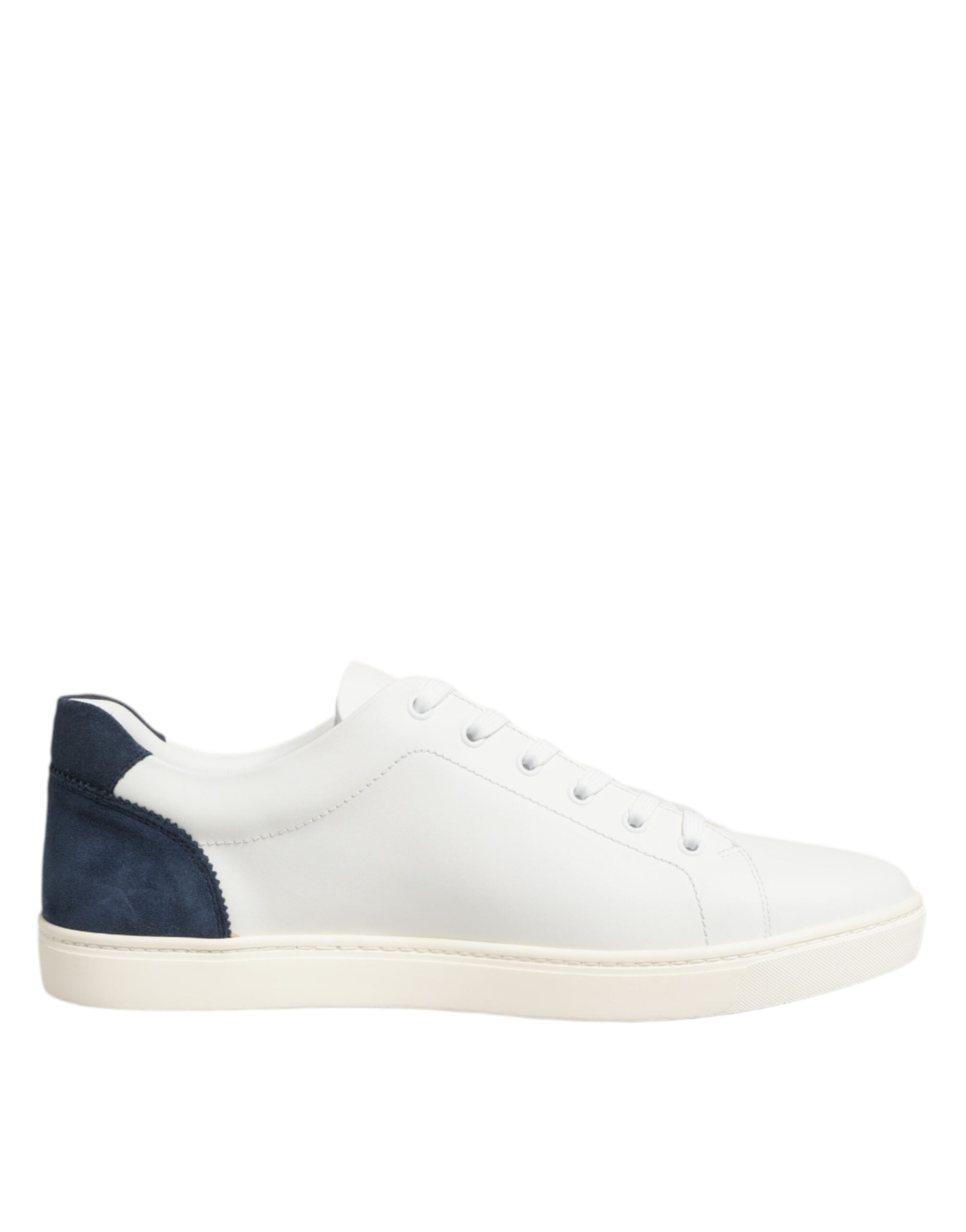 Dolce & Gabbana Weiße und blaue Sneakers aus Leder mit Logo-Patch