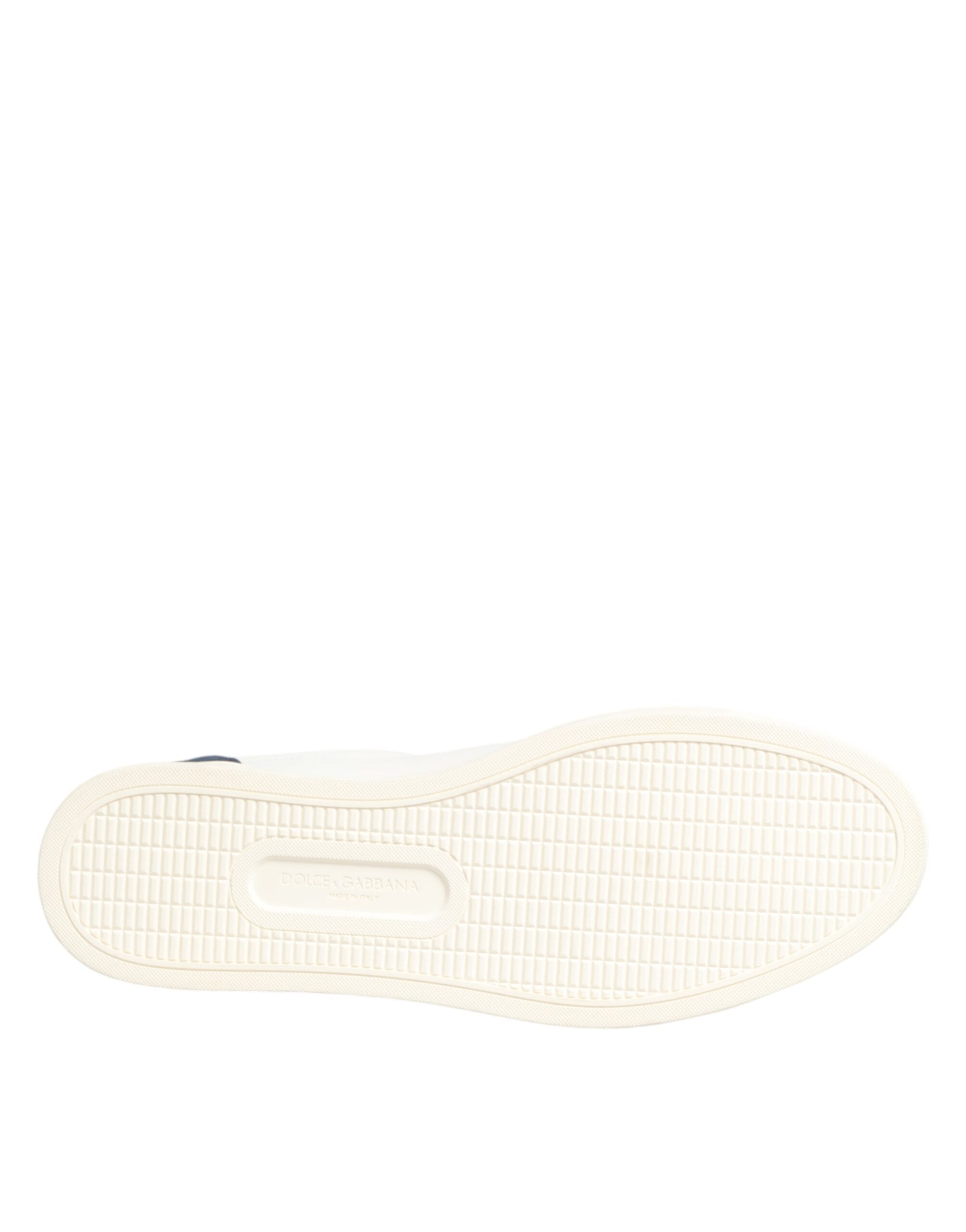 Dolce & Gabbana Weiße und blaue Sneakers aus Leder mit Logo-Patch