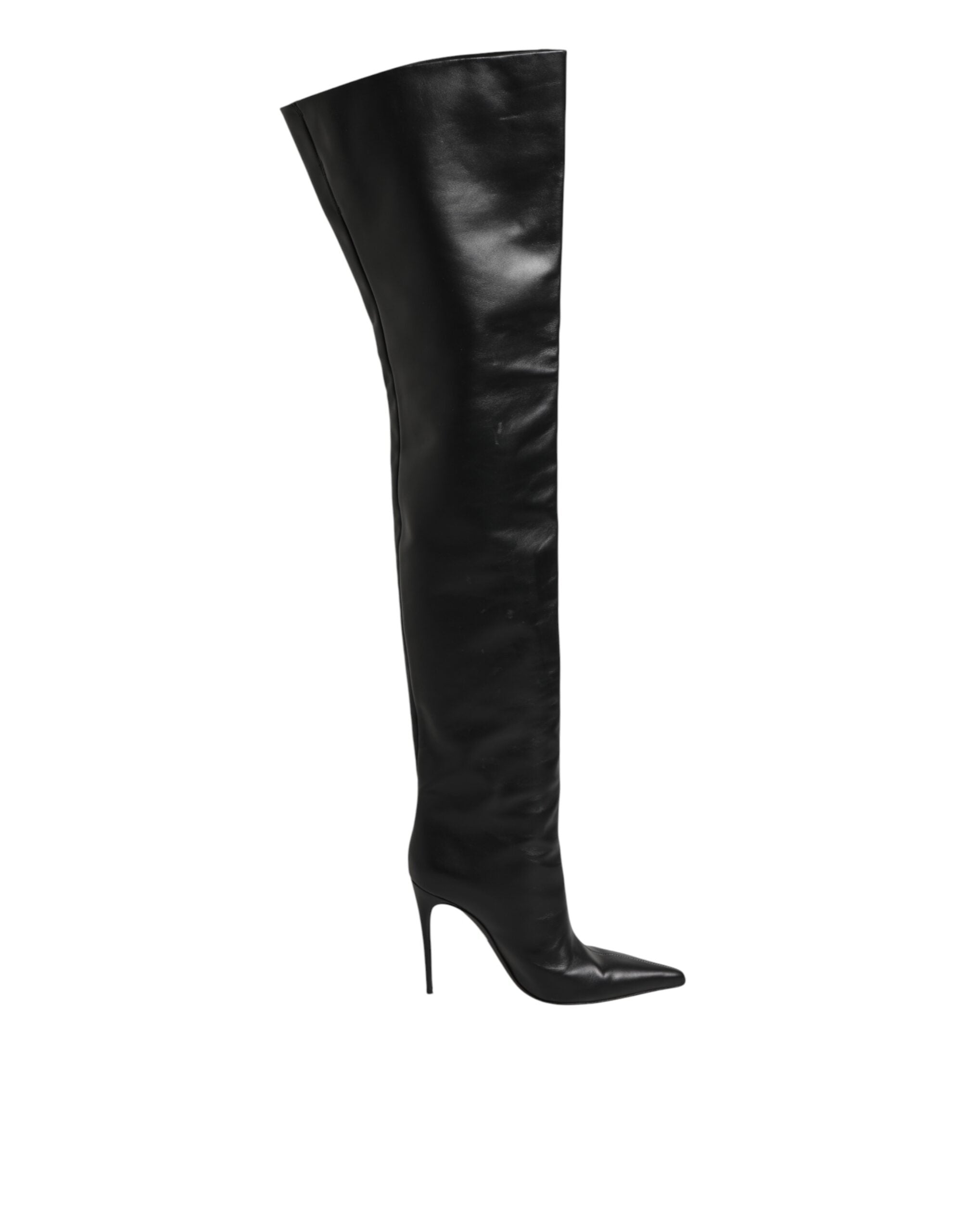 Dolce & Gabbana Schwarze Leder-Stilettos als Kniehohe Stiefel