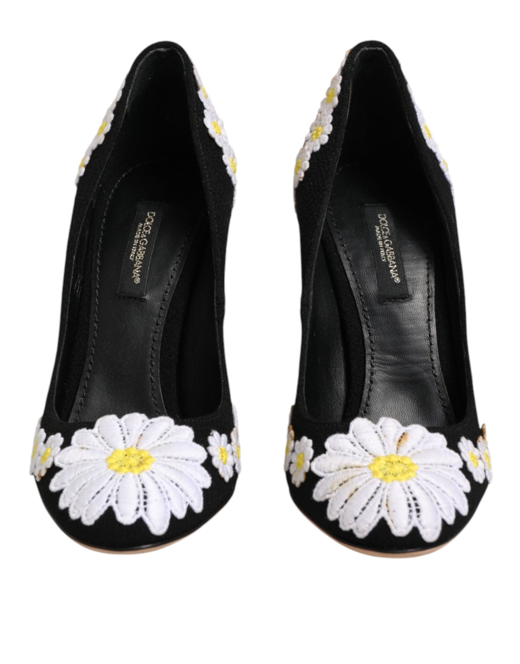Dolce & Gabbana Schwarze Wildleder-Pumps mit Blumenmuster