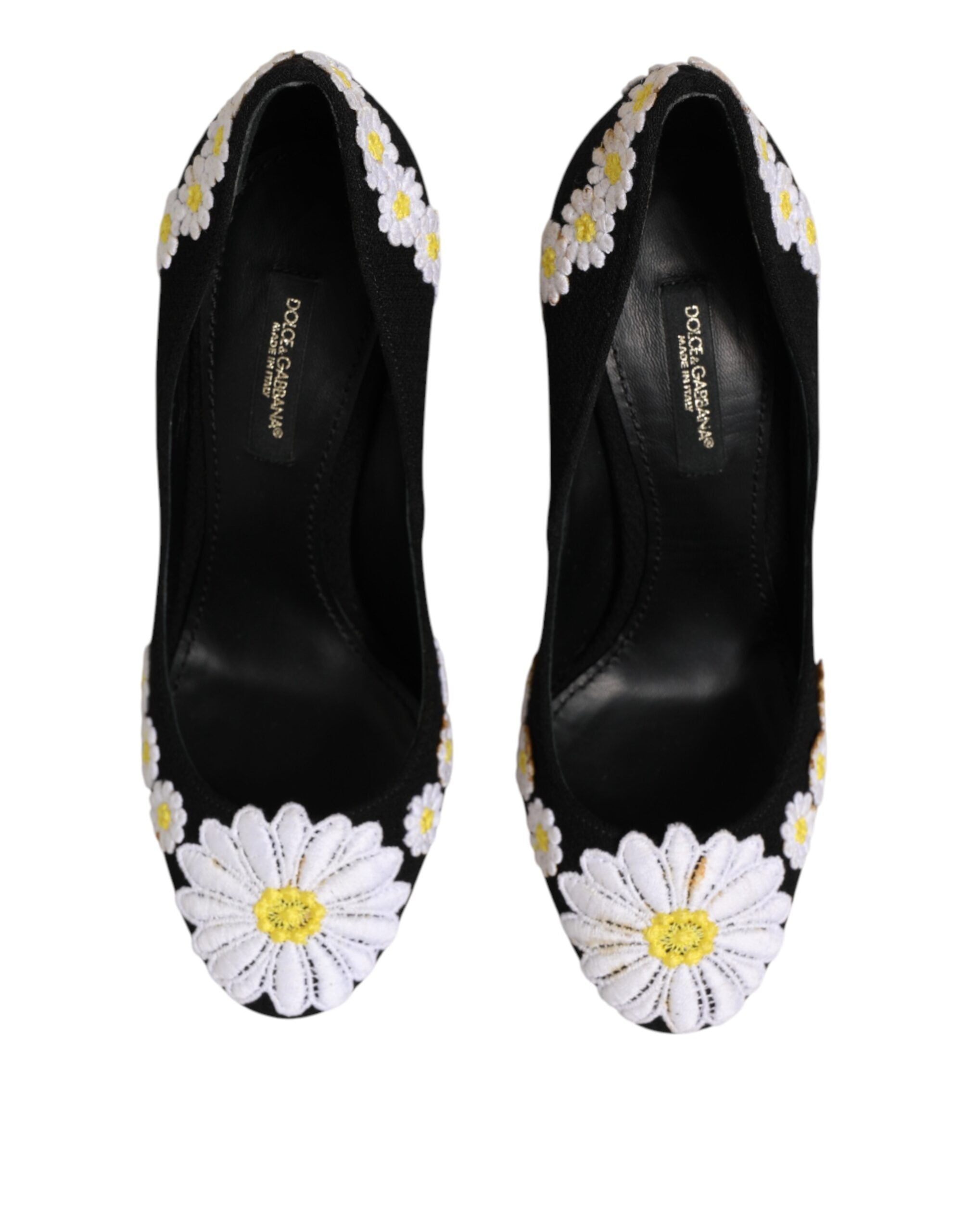 Dolce & Gabbana Schwarze Wildleder-Pumps mit Blumenmuster