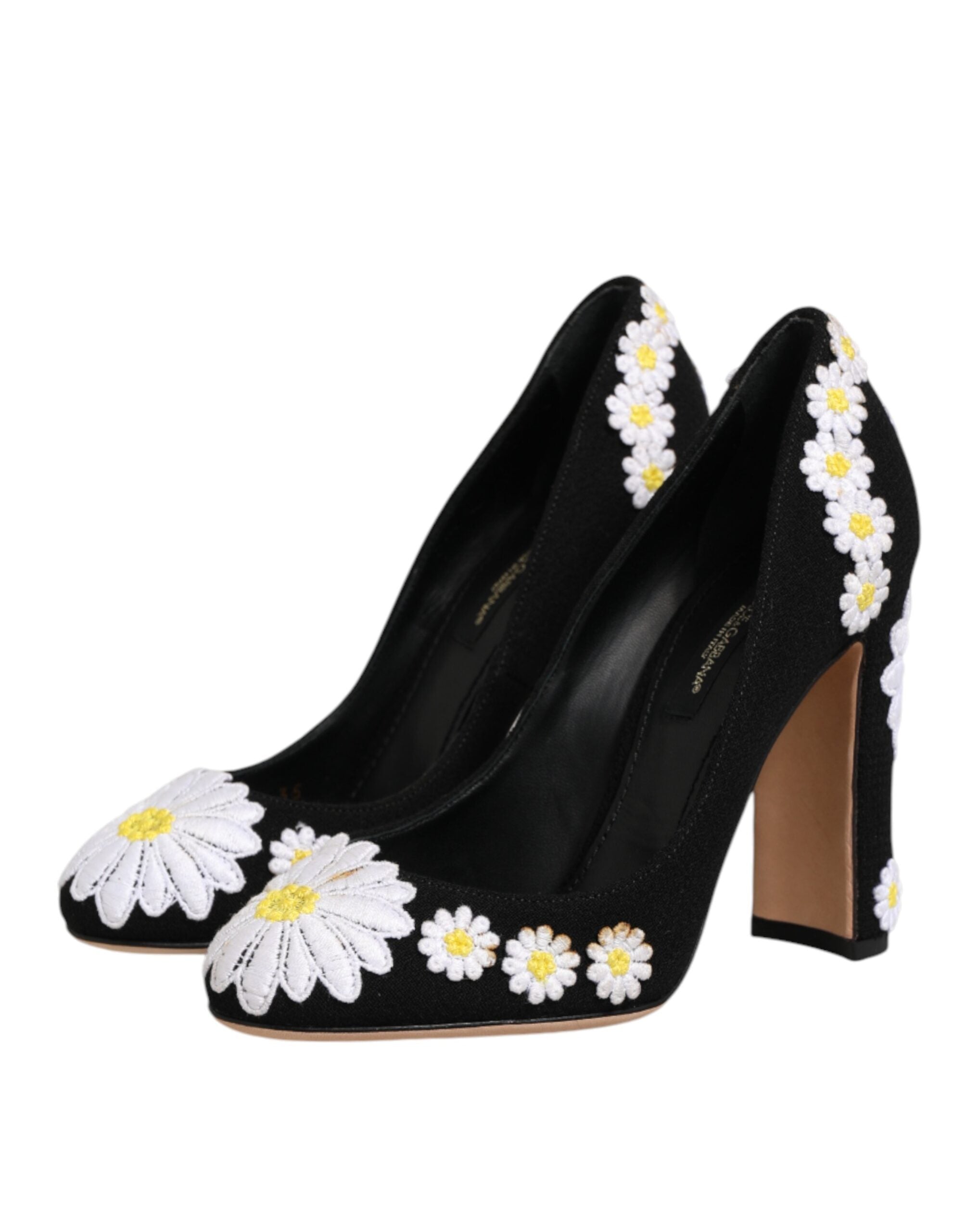 Dolce & Gabbana Schwarze Wildleder-Pumps mit Blumenmuster