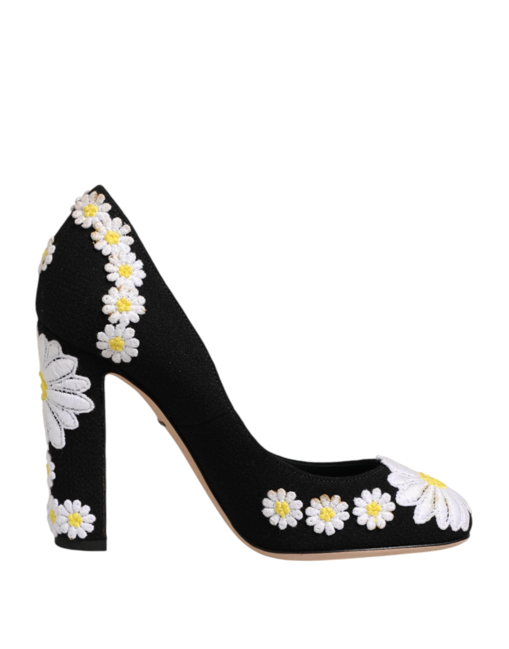 Dolce & Gabbana Schwarze Wildleder-Pumps mit Blumenmuster