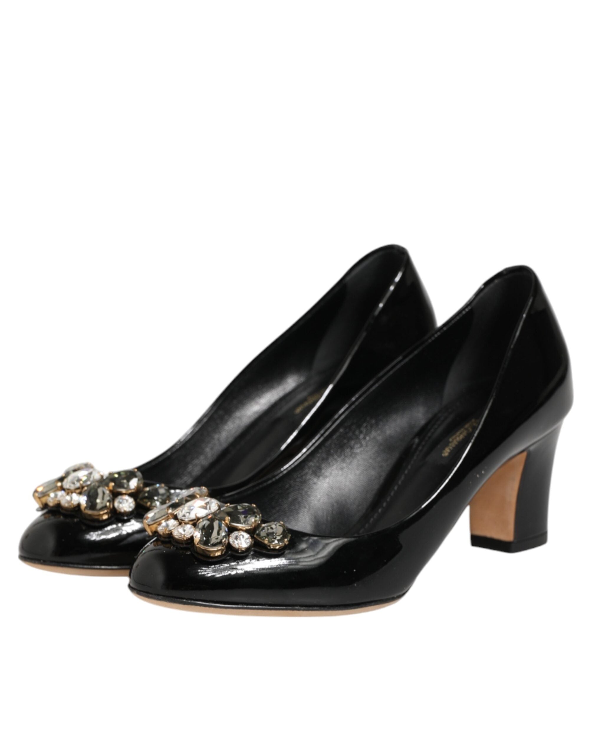 Dolce & Gabbana Schwarze Leder-Pumps mit Kristallen
