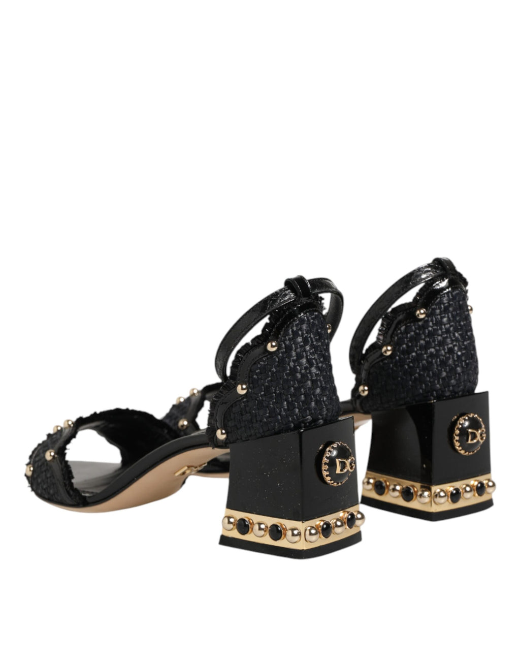 Dolce & Gabbana Schwarze Sandalen mit Nieten und Knöchelriemen